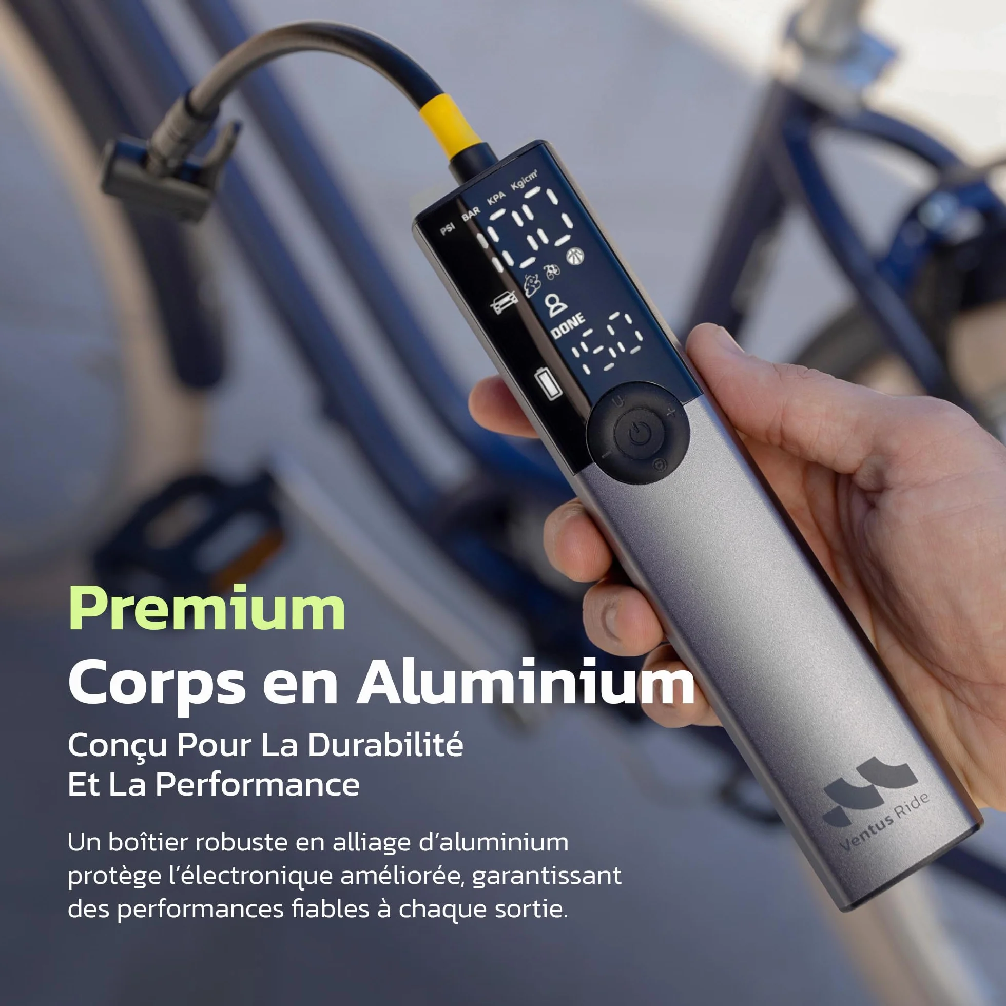 Woowind Ventus Ride Pompe a Velo Electrique 150 PSI 10.3 Bar Compresseur Portatif Compatible Presta Schrader Dunlop