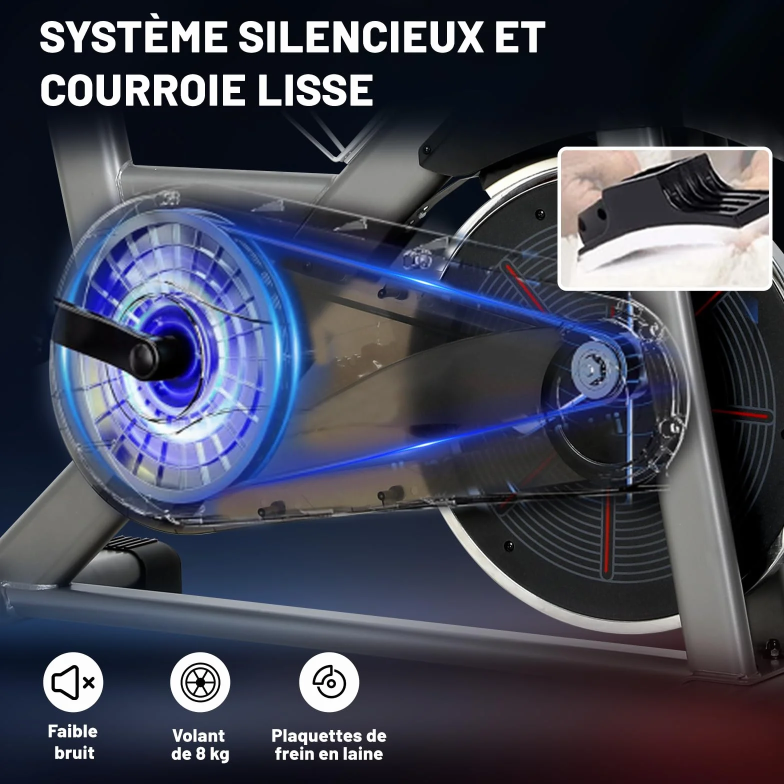 Vélo d'Appartement Résistance Ajustable Silencieux Volant d'Inertie 8KG Écran LED Selle Réglable