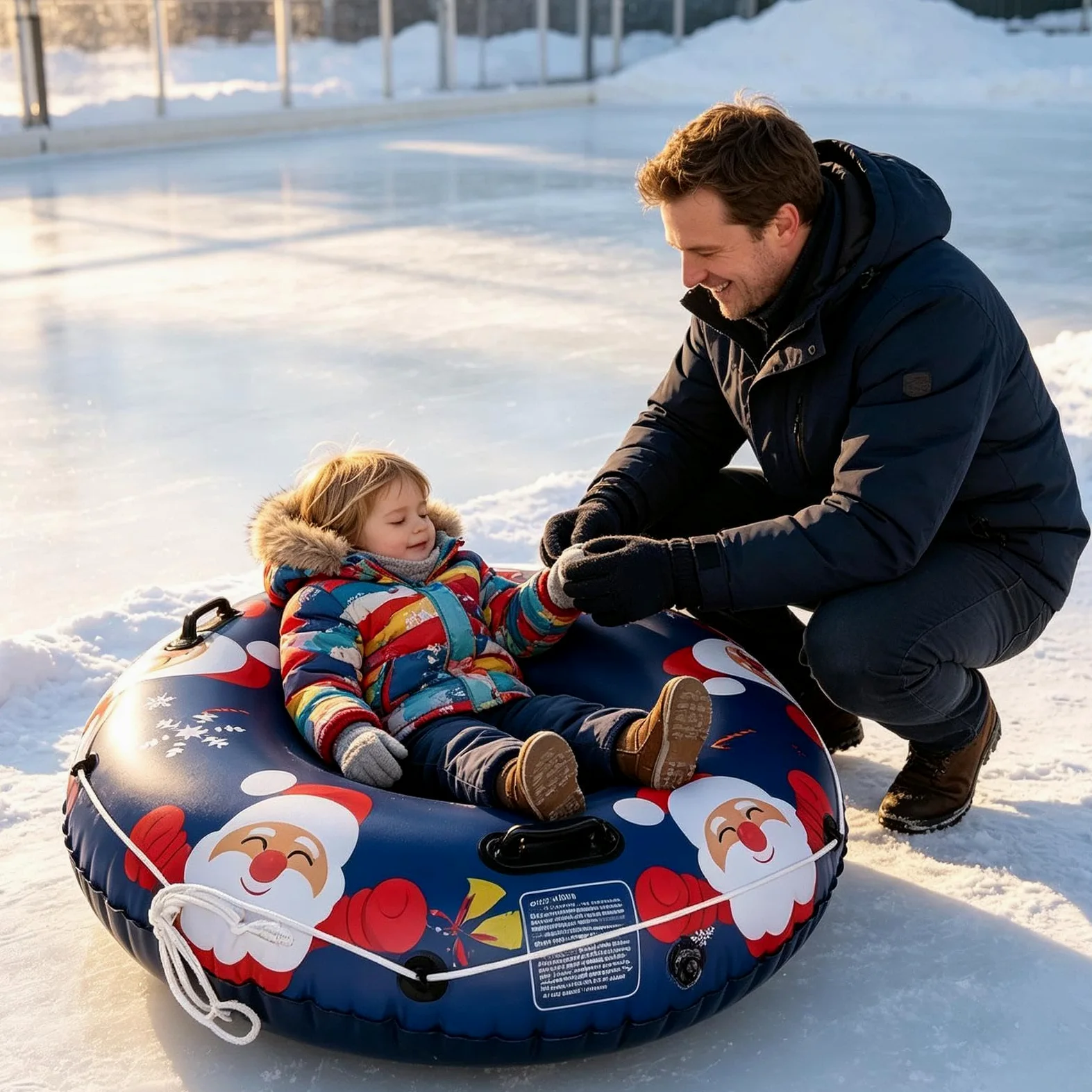 Bouées De Neige pour Adultes Luges Snowboard Gonflables avec Poignées | Jouet Luge d'Hiver Sports Plage Arrière-Cours Jardins Patinage Ski Extérieur Sable Noël Activités Aventure