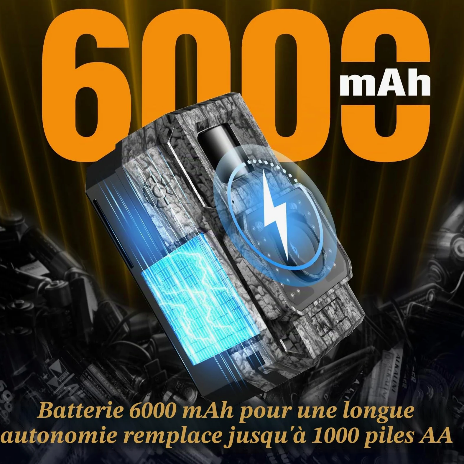 MAXDONE Caméra de chasse avec application de transfert de téléphone portable, caméra d'animaux sauvages 4K 64MP HD avec Wi-Fi, Bluetooth, détecteur de mouvement, vision nocturne, caméra sauvage avec