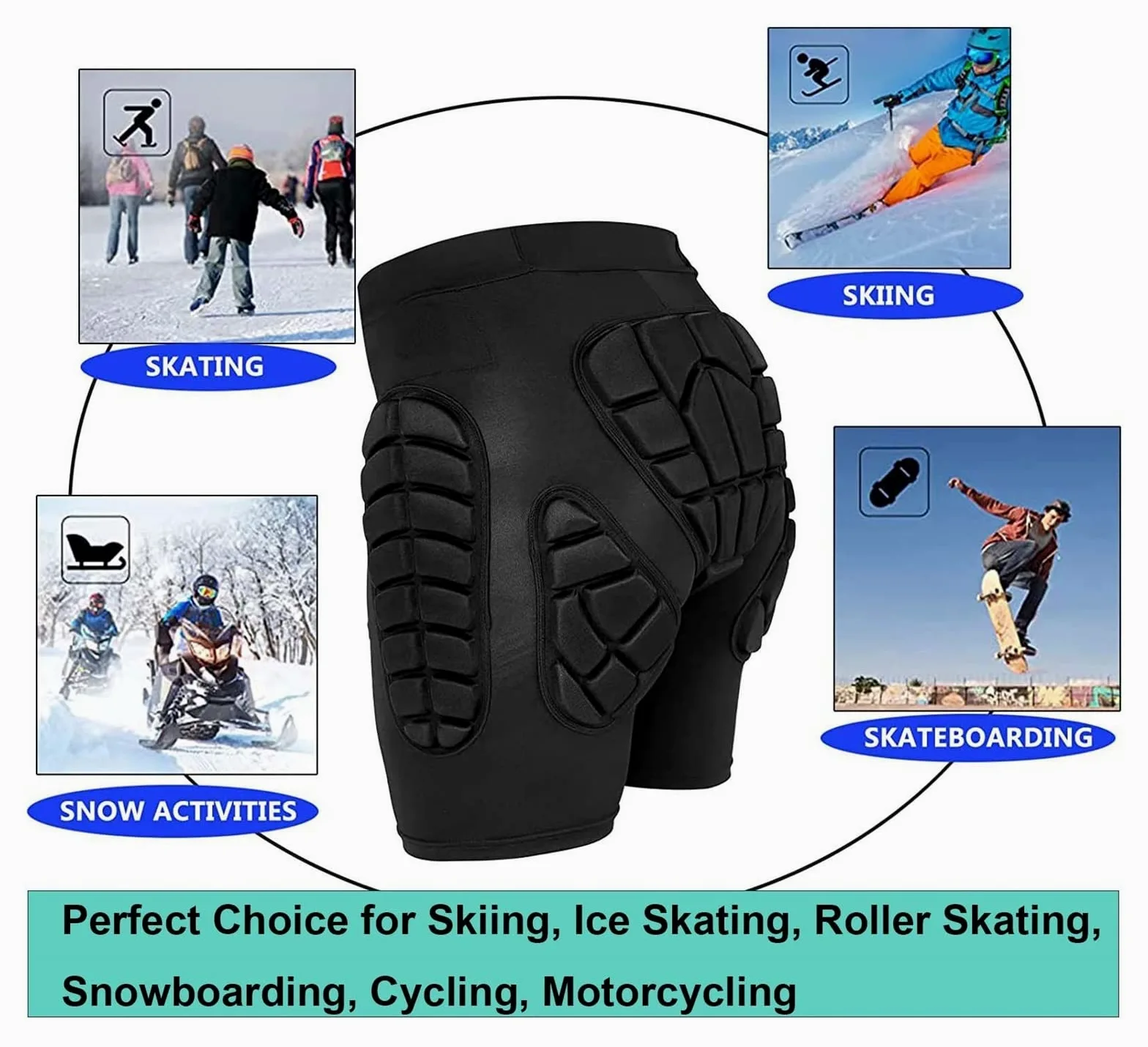 WEITING Butt Pad Shorts for Patinage Snowboard Ski Hockey, Équipement for Ski Patinage Snowboard Skateboard