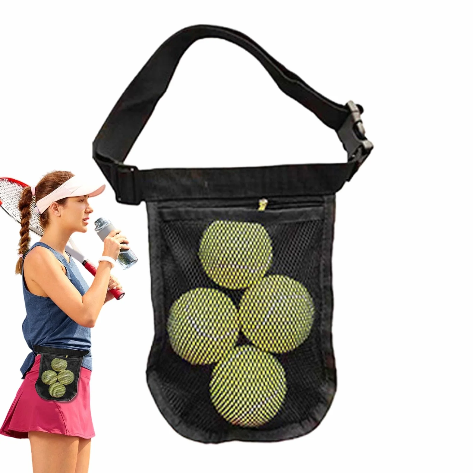 Pochette de ceinture de balle de pickleball - Sac de taille de golf de tennis réglable, porte-sport sécurisé pour la pratique d'entraînement, organisateur léger | Accessoire de gymnase de compétition