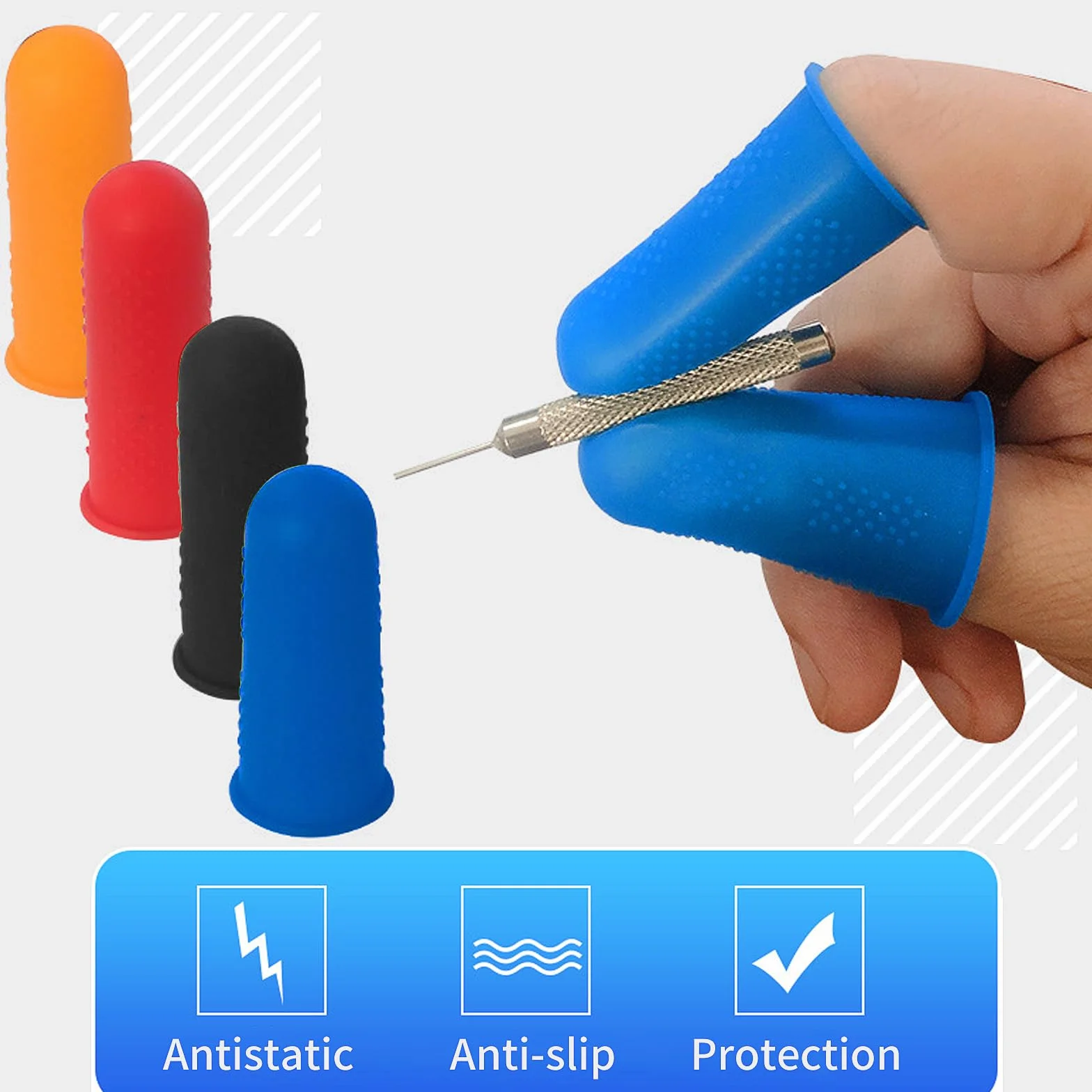 Protège Doigts en Silicone Lot de 15, 4 Tailles XS/S/M/L pour Couture Colle Chaude Cire Résine