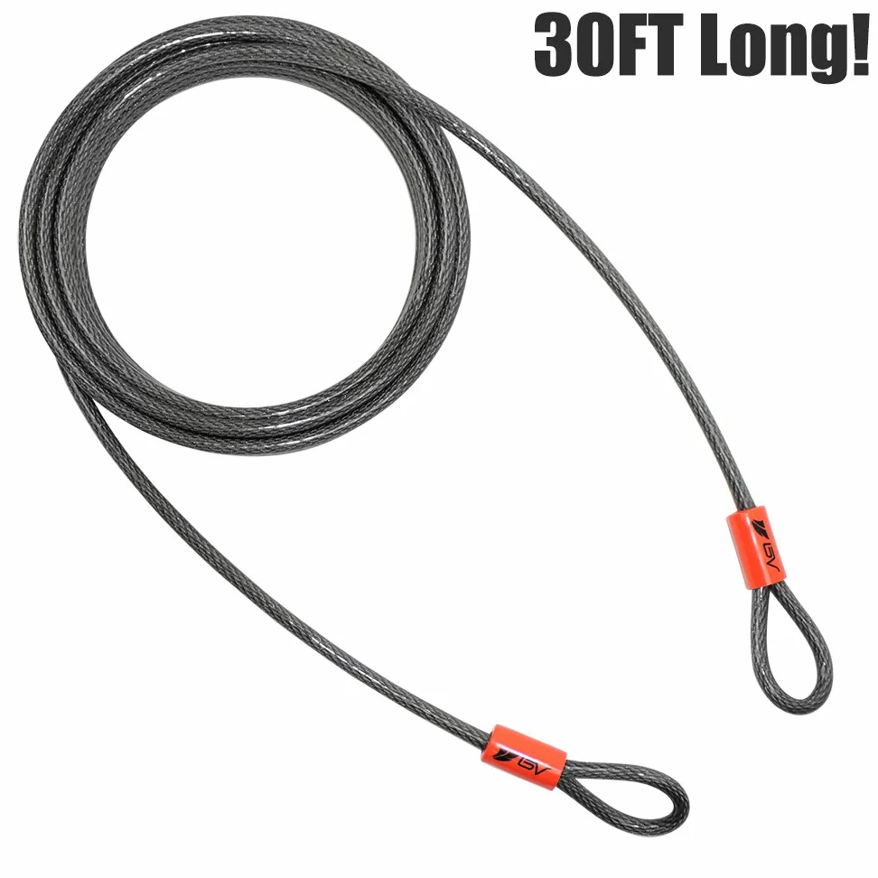 BV 9,1 m câble de sécurité en Acier avec Boucles, Flex câble, câble de Verrouillage 3/20,3 cm, pour Un Antivol et Cadenas (Lot de 2)