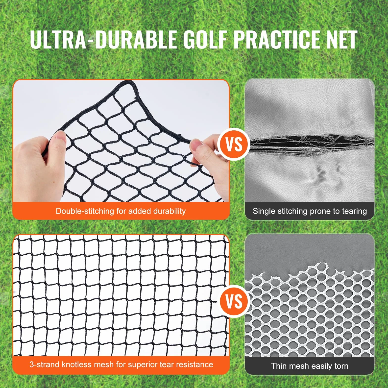 VEVOR Filet d'Entraînement au Golf 310x310 cm, Filet de Frappe en Nylon Robuste
