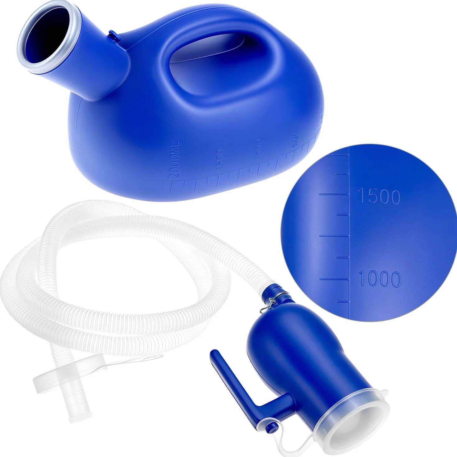 QWORK Urinoir portable pour hommes avec tube 1,6 m 2000 ml voyage voiture camping