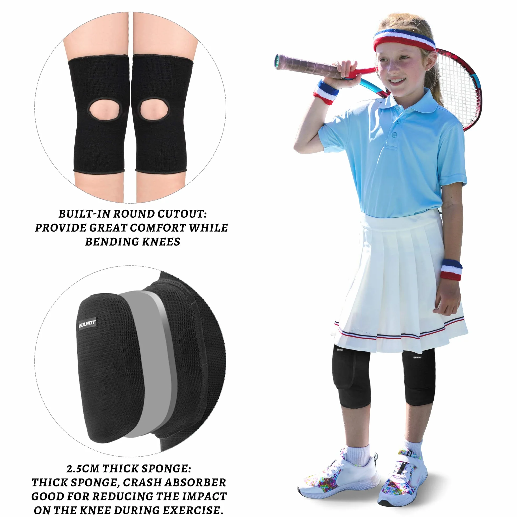 Genouillères Enfant Danse Hip Hop, Knee Pad Skateboard Fille, Sport Protection Genou pour Snow Roller