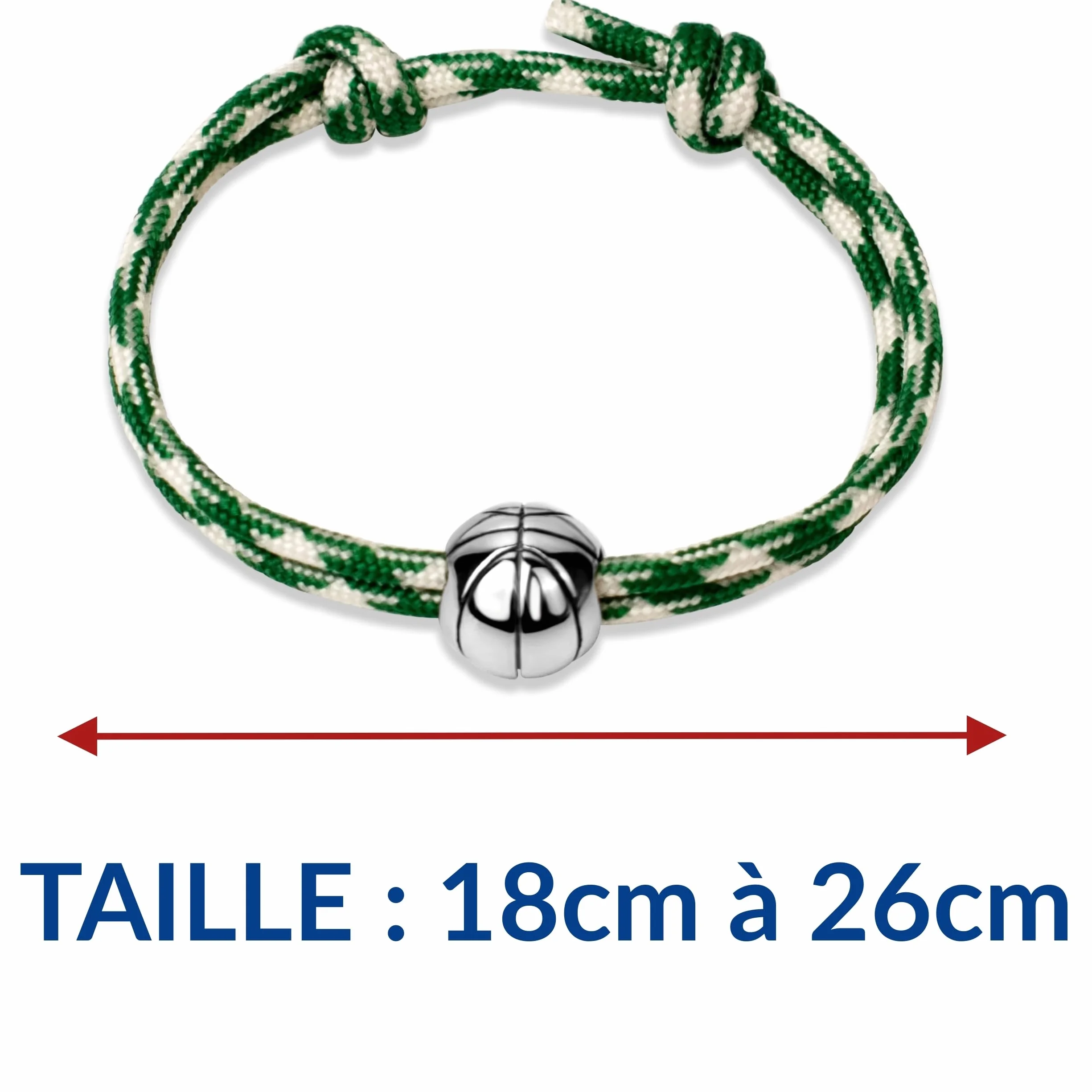 Bracelet Basketball réglable acier inoxydable - Bijou sport homme femme
