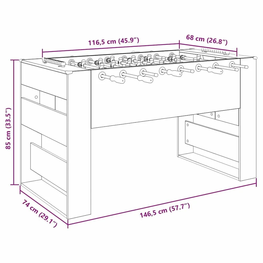 vidaXL Table de Foosball Gris Béton 146,5 x 74 x 85 cm, Table de Baby-Foot rectangulaire Moderne, idéale pour Vos soirées en Famille, résistante et Parfaite pour s'amuser à l'intérieur
