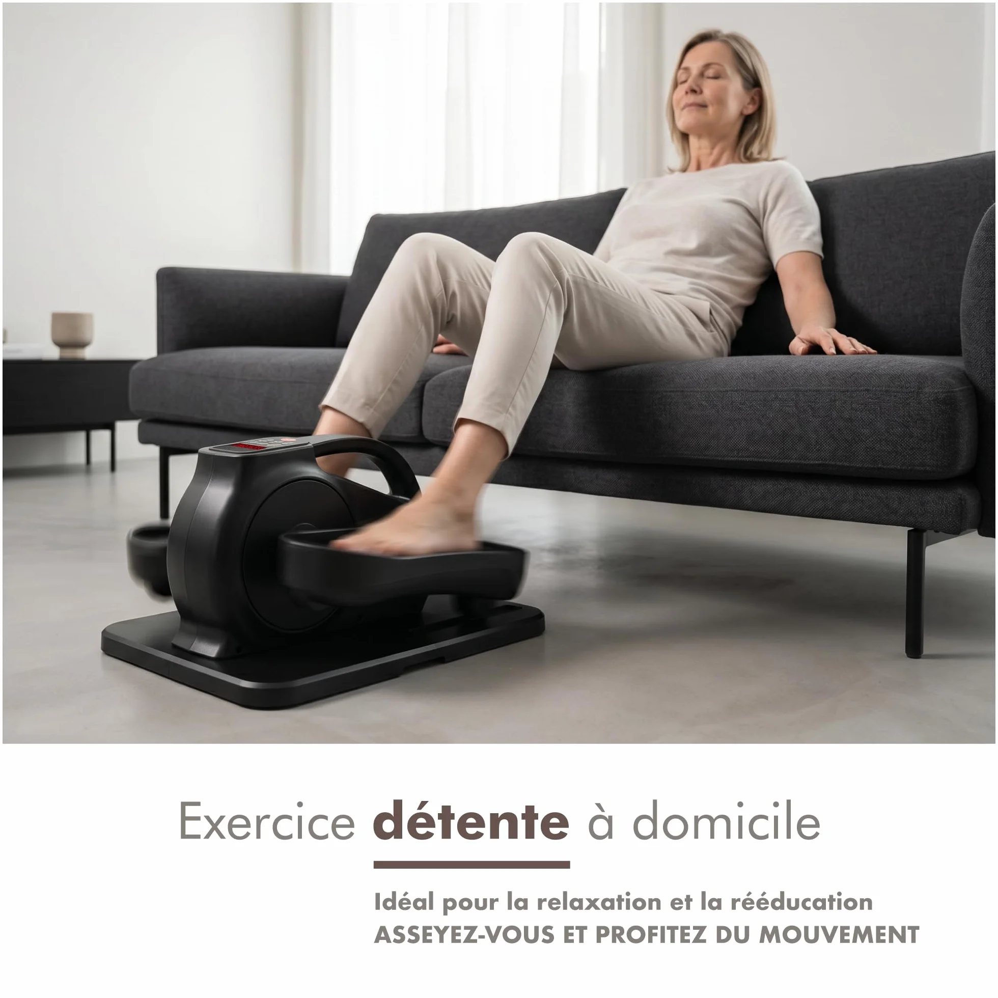 PORTENTUM Mini Velo elliptique électrique avec Bandes de résistance Tapis Sangles Pédalier d'appartement Automatique Manuel 12 Vitesses Moteur Silencieux