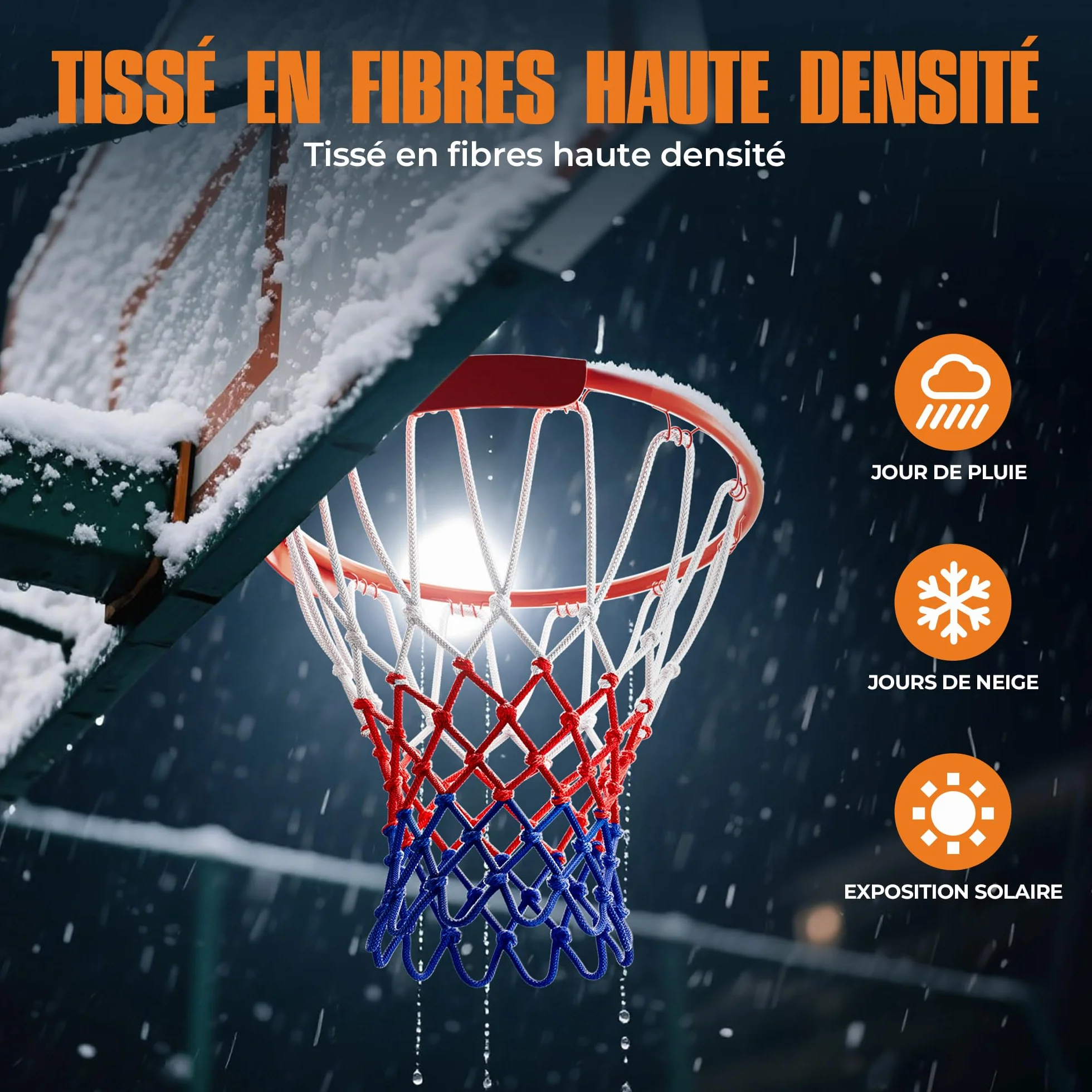 Filet basket en Polyester 2 Pièces, Résistant à la Pluie et au Soleil, Amovible 12 Boucles