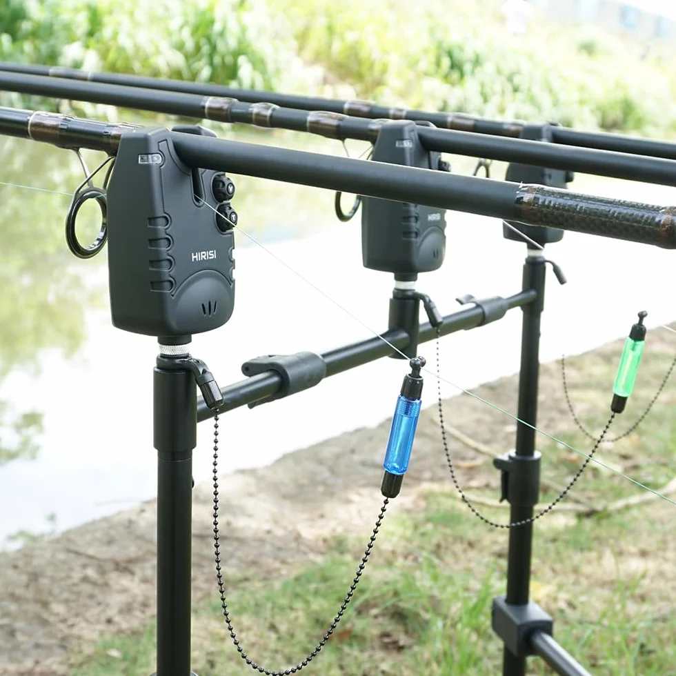 Hirisi Tackle Alarmes pour pêche à la carpe avec récepteur et balançoires dans un étui de protection