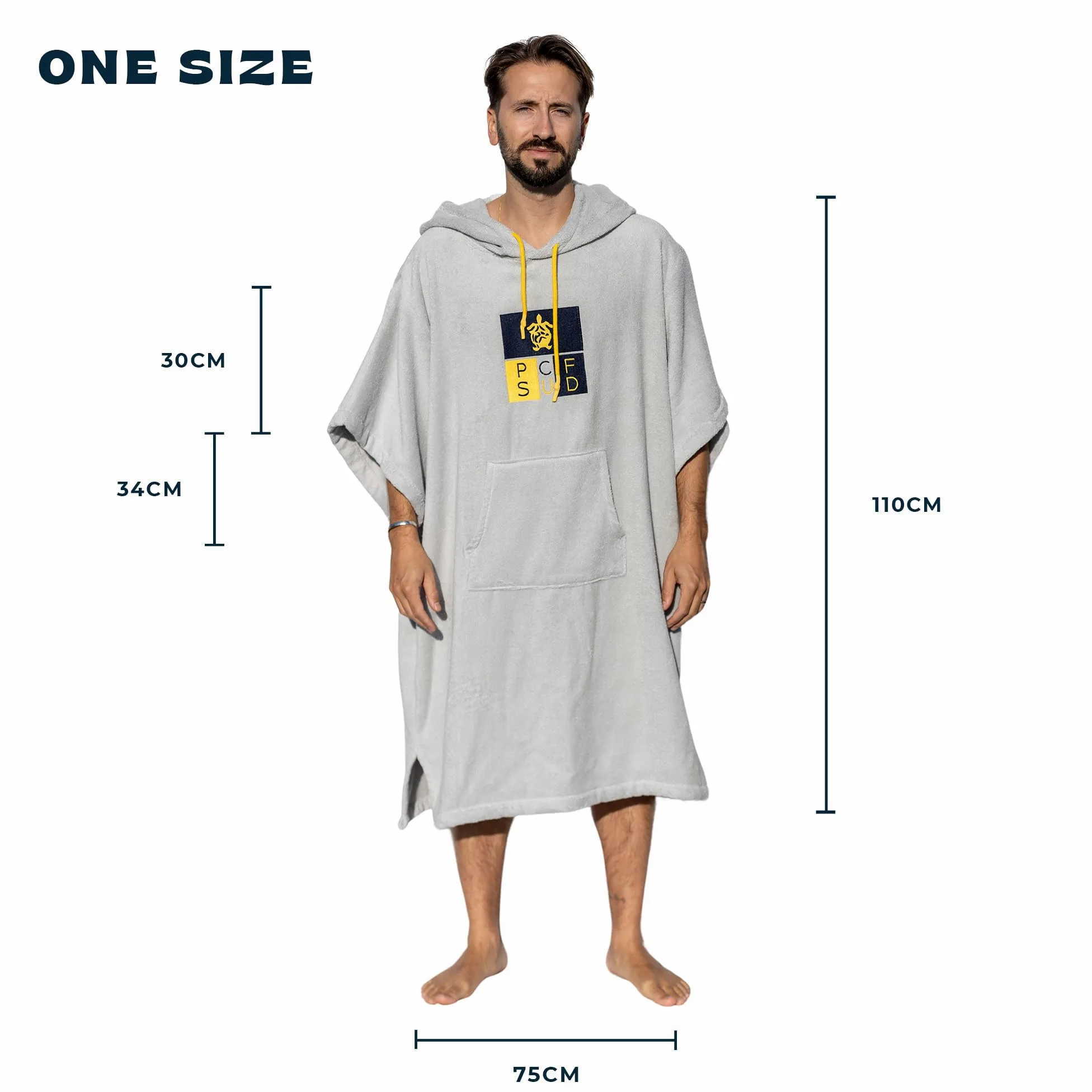 Surf Poncho - Peignoir de Serviette Polyvalent avec Manches, Capuche et Poche Avant – Coton Premium, Idéal pour Le Surf, La Natation et Les Sports de Plein Air - Unisexe, Taille Unique
