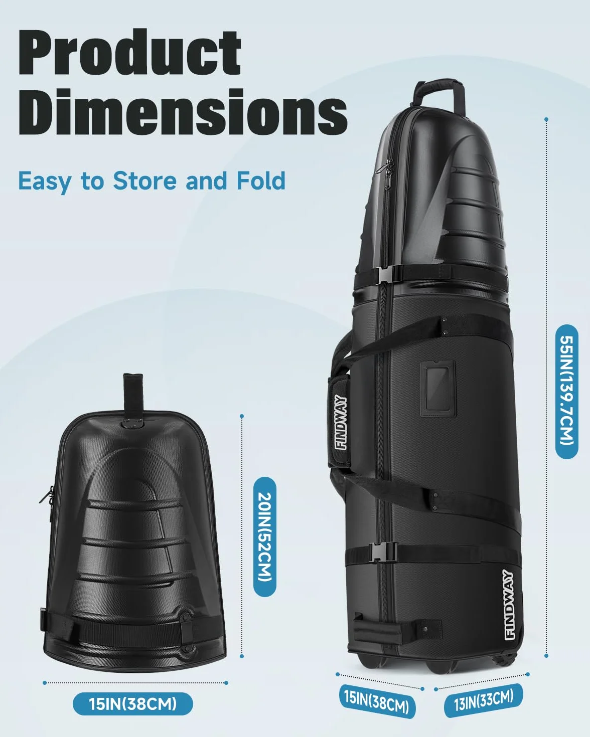 Findway Sac de Voyage pour équipement de Golf avec Roues et Coque Rigide Supérieure