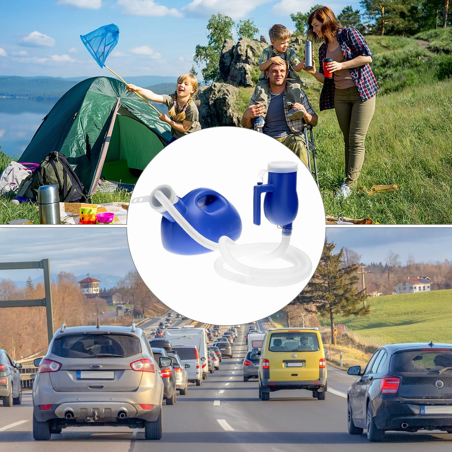 QWORK Urinoir portable pour hommes avec tube 1,6 m 2000 ml voyage voiture camping
