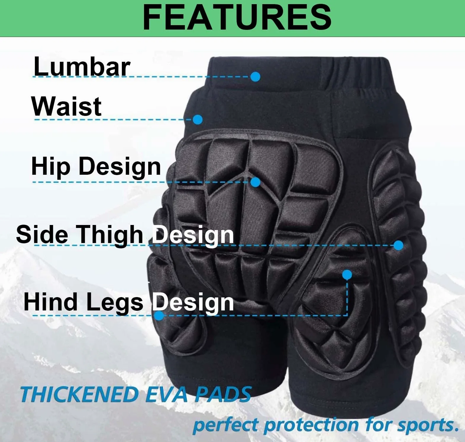 Short De Protection Rembourré Protège-Hanche Respirant Pour Patinage Snowboard Skating Ski Roller Équipement De Protection Des Fesses Pour Les Hanches (Color : C2, Size : M)
