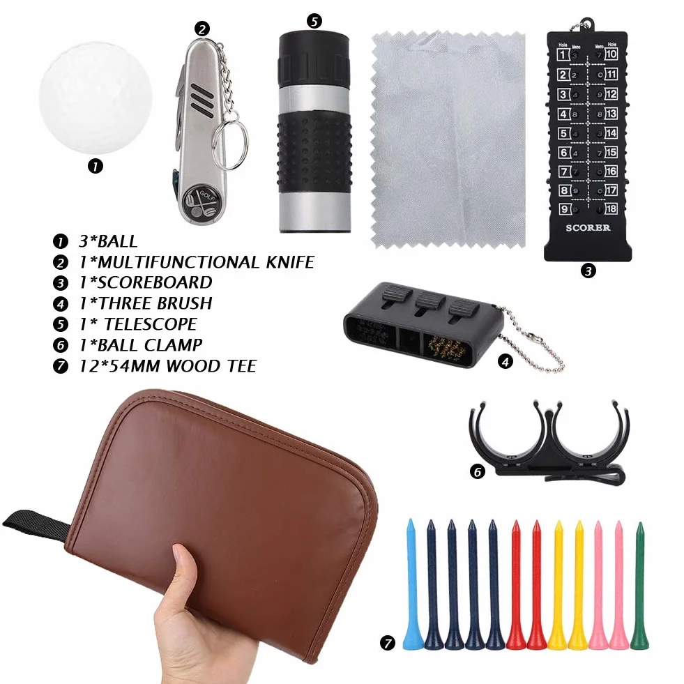 BuyWeek Sac de Trousse à Outils de Golf, Accessoires de Golf pour Homme et Femme, Trousse à Outils de Golf multifonctionnelle, Sac en PU pour Cadeau de Golf