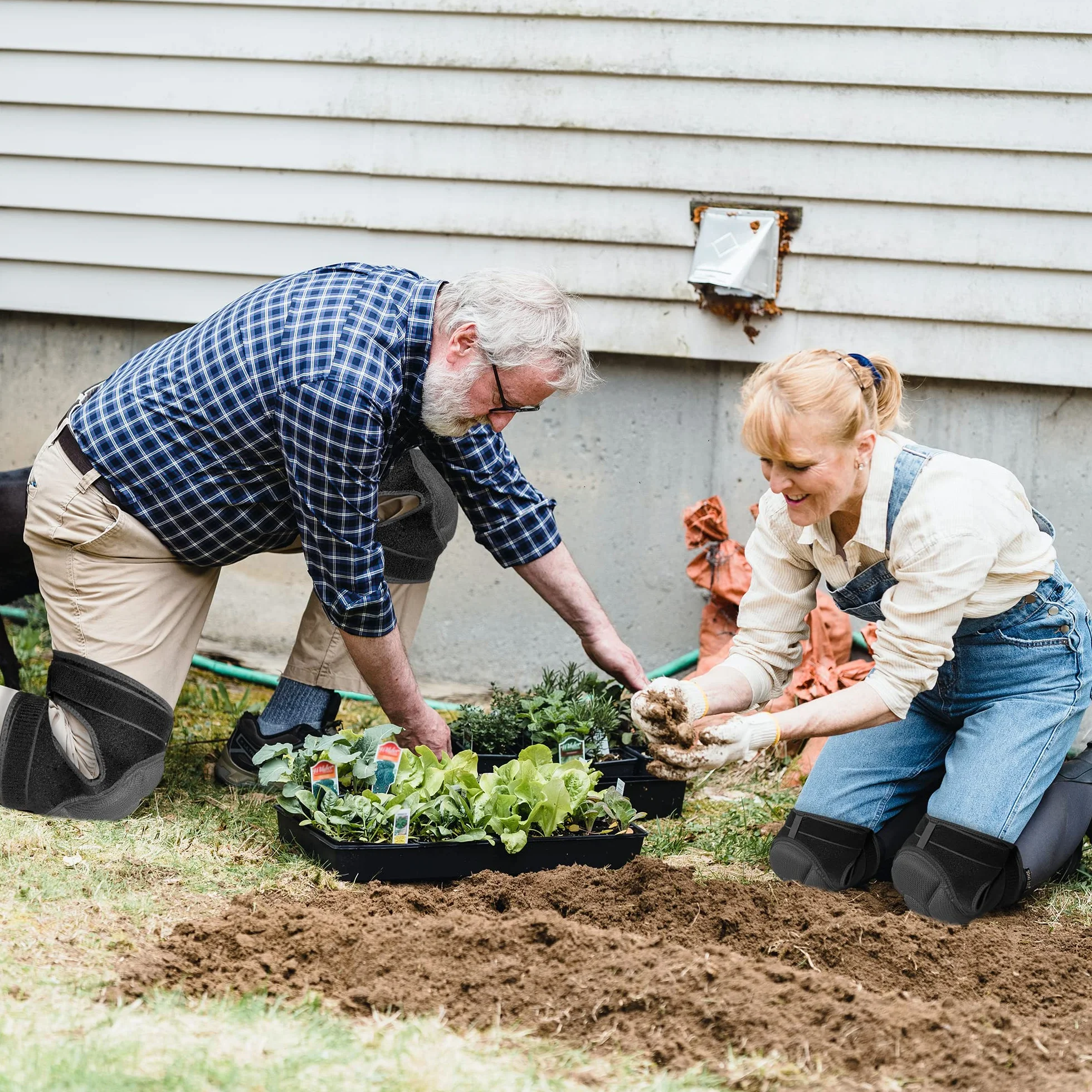 EULANT Genouillere Travail Ajustable Protection Genoux 2 Antidérapant Sangles Adulte Épais Éponge Genouillères pour Jardinage Carreleur Construction