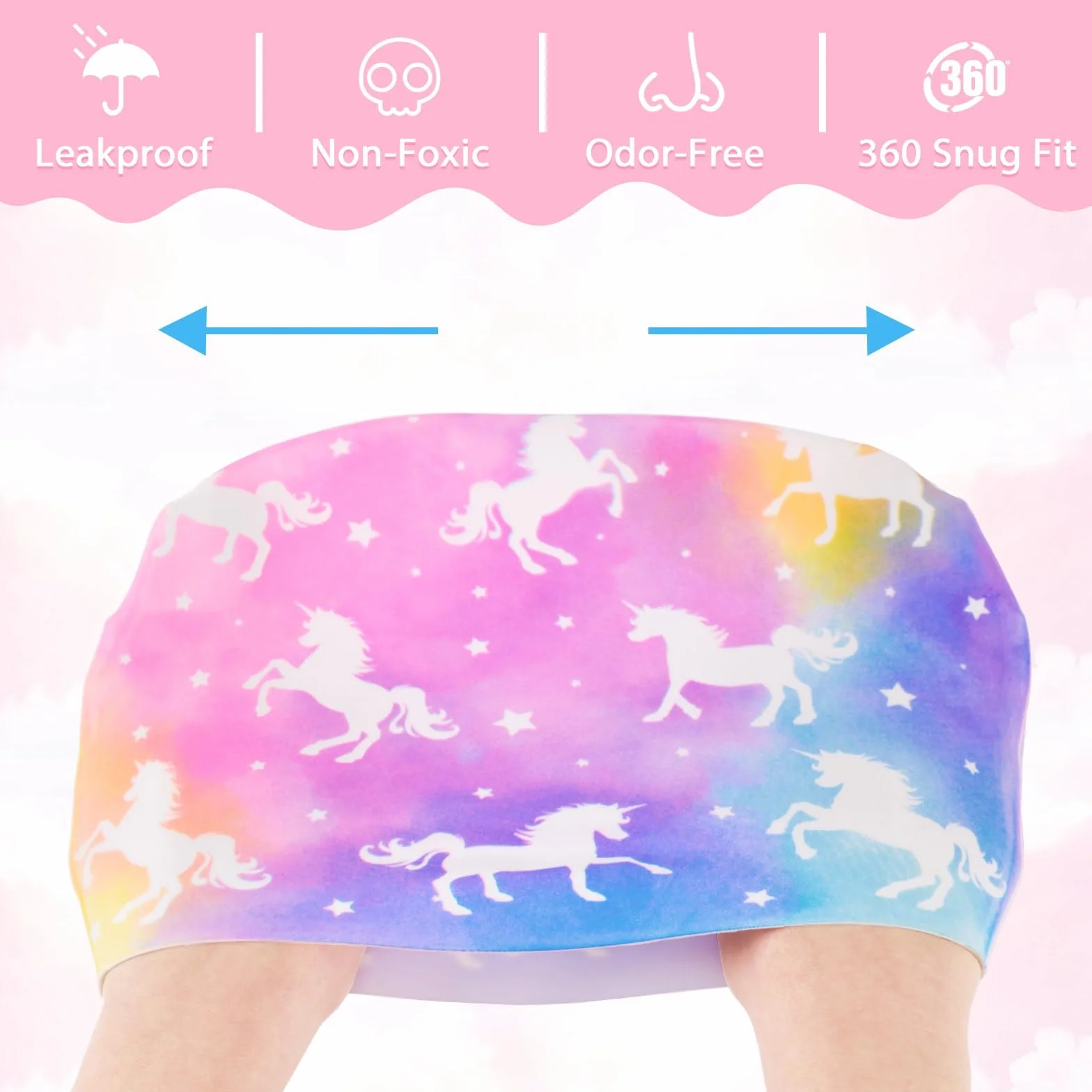 Bonnets de Bain en Silicone Imperméables pour Enfants Lot de 2