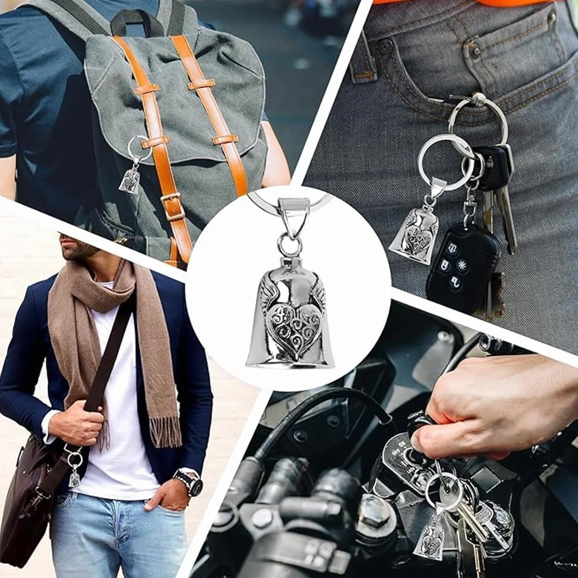 Ruvan Guardian Bell, Clochette Moto Porte Bonheur, Guardian Ride Bell, Guardian Bell Moto Vélo, Acier Inoxydable Moto En Forme D'ange Gardien À Suspendre