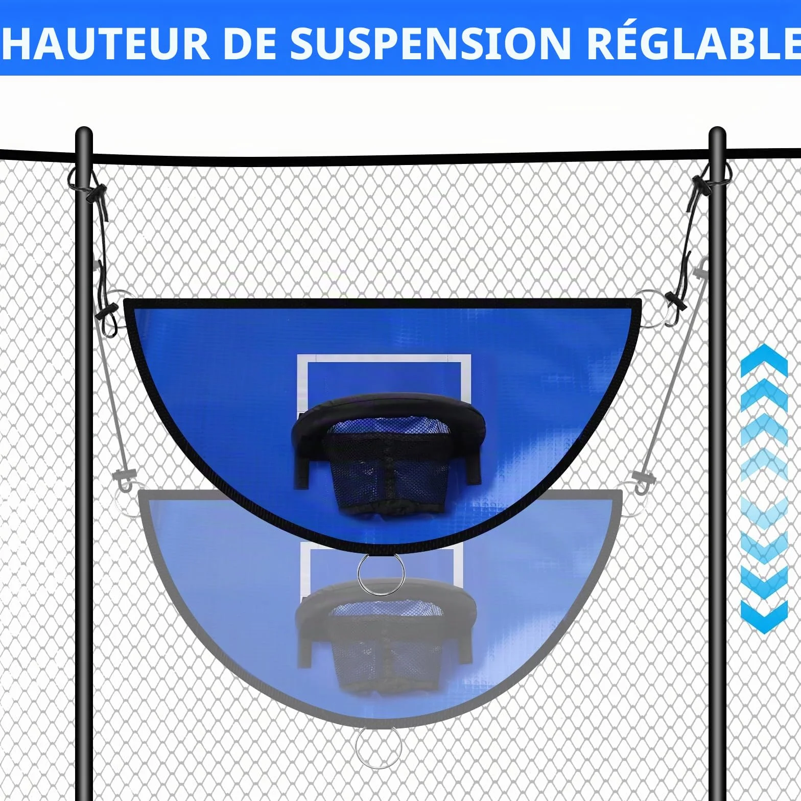 Panier Basket Trampoline avec 3 Balles et Pompe, Filet Amovible pour Sports Intérieur Extérieur