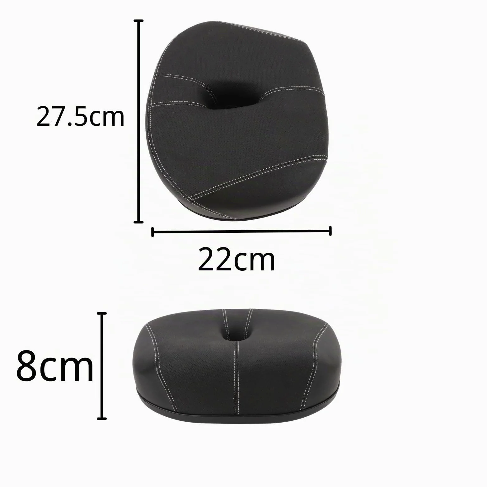 BuyWeek Selle de Vélo sans Nez, Selle Velo Confortable Amortisseur Épaississement Coussin de Siège Creux Respirant pour VTT Vélo de Route (Noir)