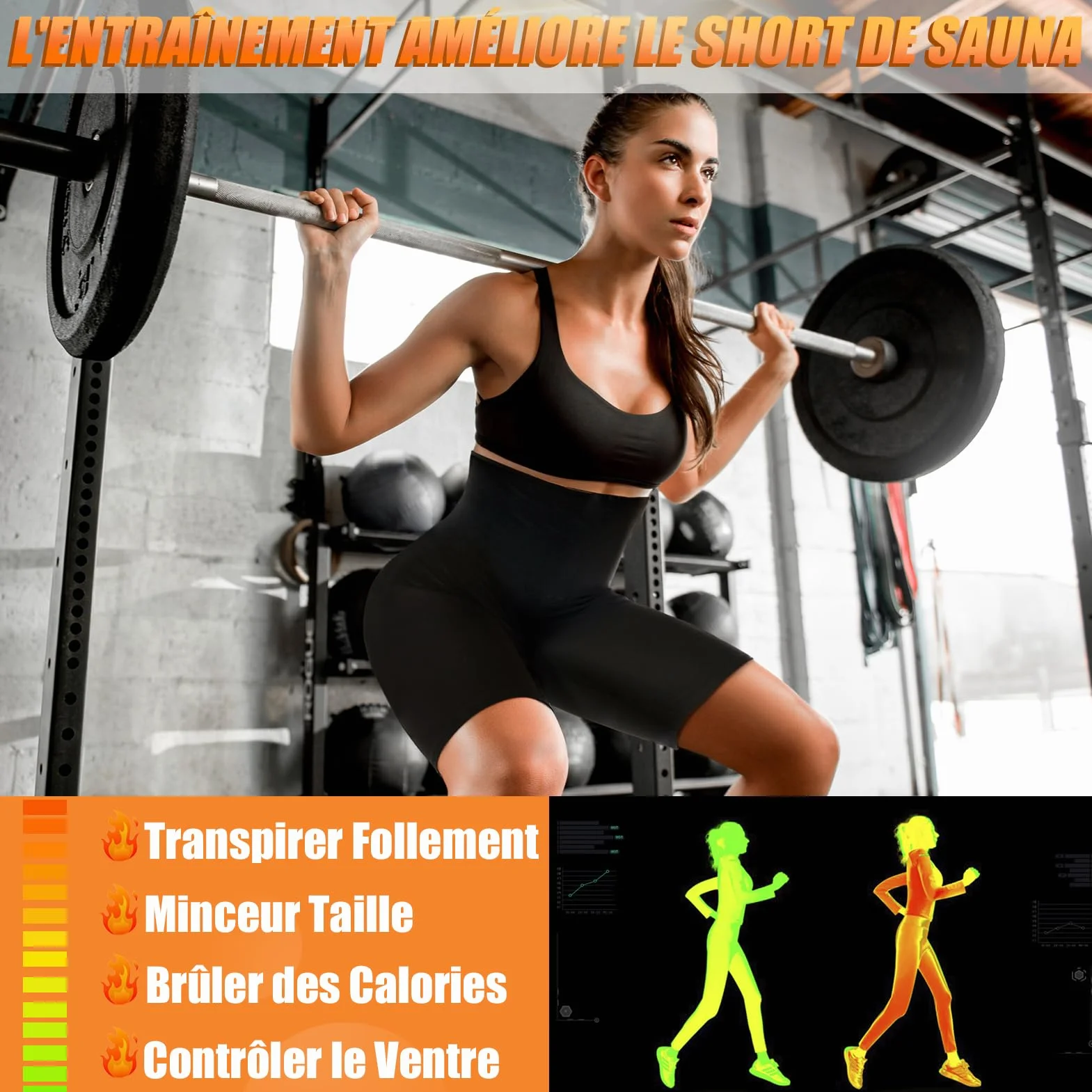 Kiiwah Pantalon Sudation Amincissante Femme Taille Haute Ventre Plat Maigrir Sport Sauna Shapewear Fitness Gym Yoga