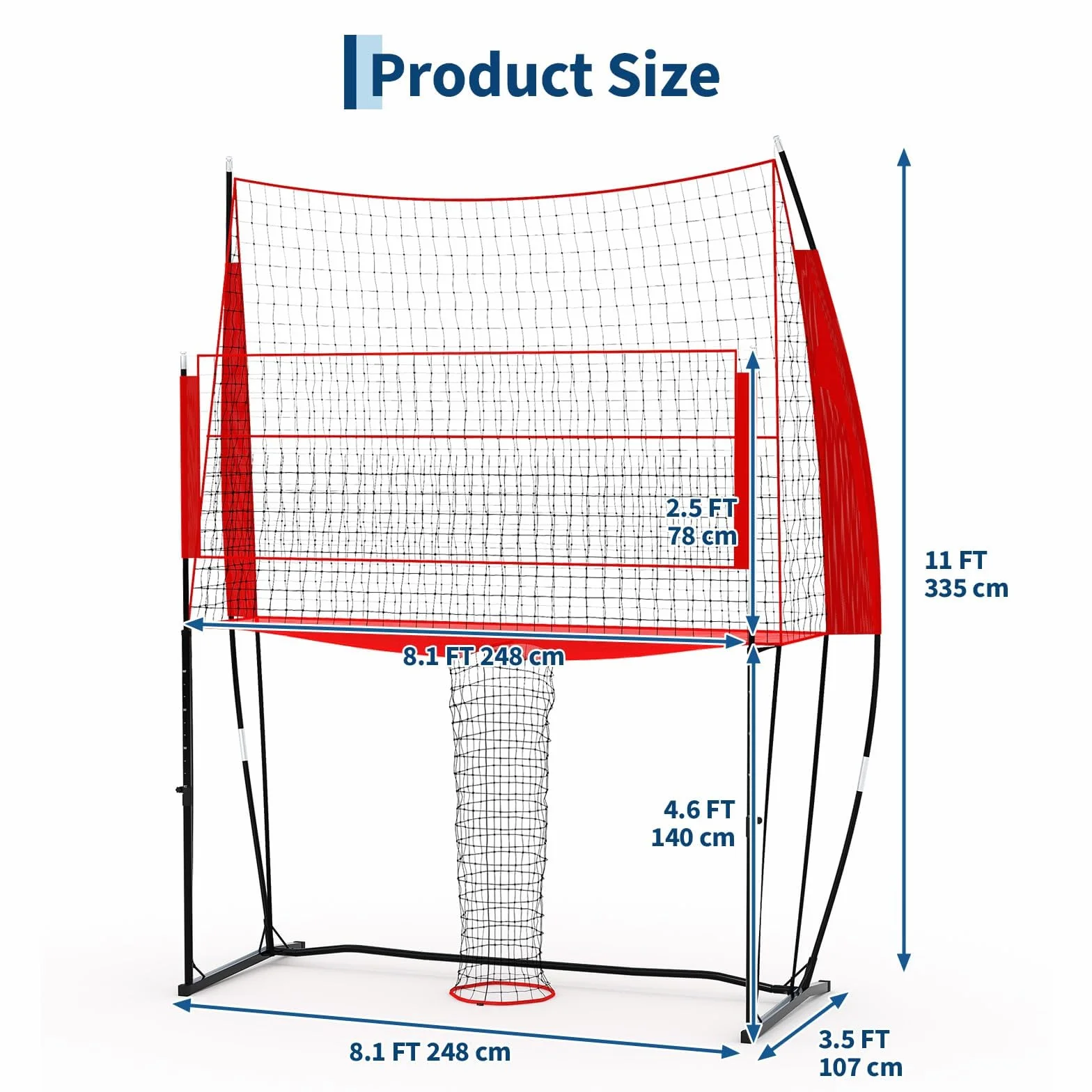 Filet de Volley-Ball réglable 2,4 x 3,4 m avec sac de transport