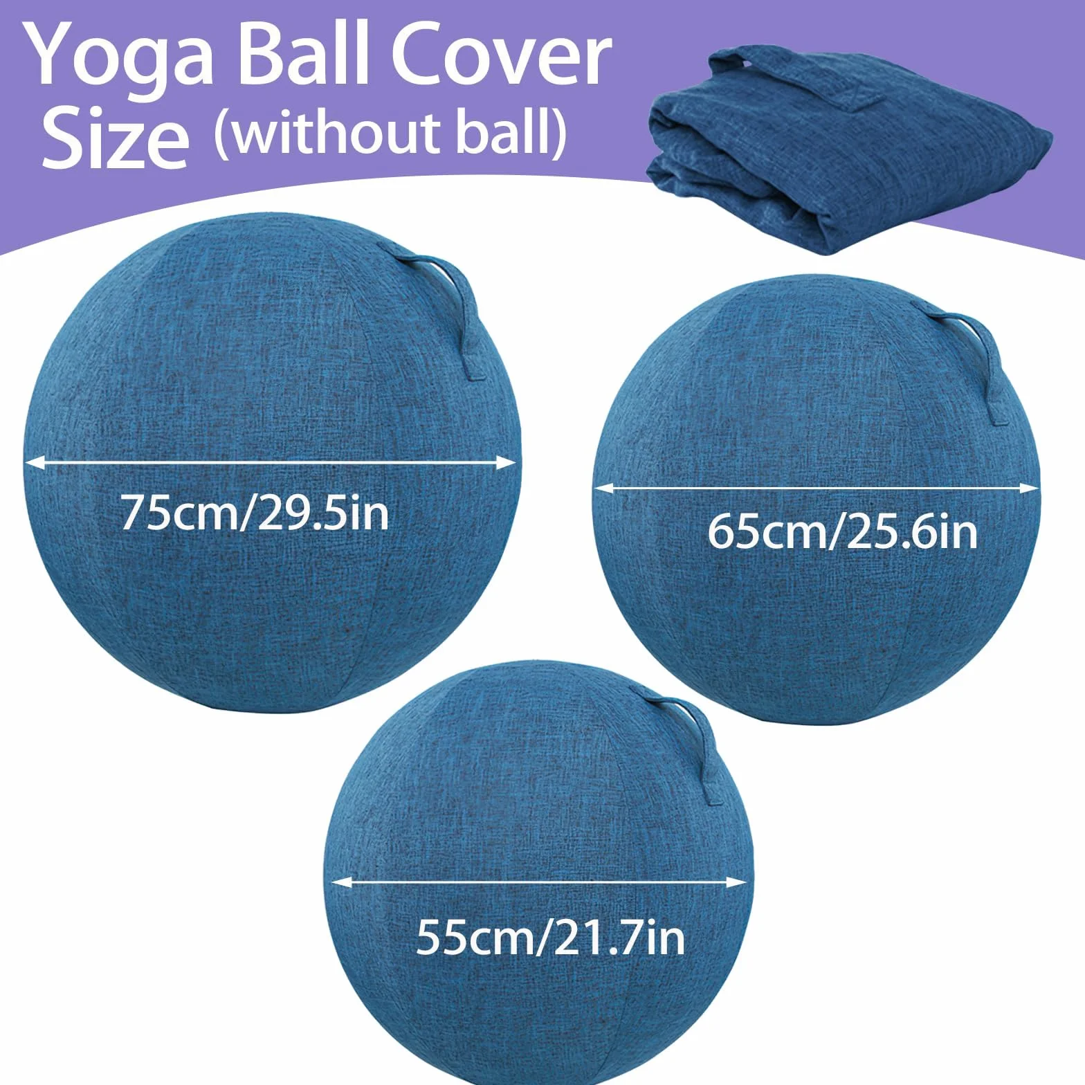 Housse de ballon de yoga anti-rayures 85 cm Bleu avec poignée