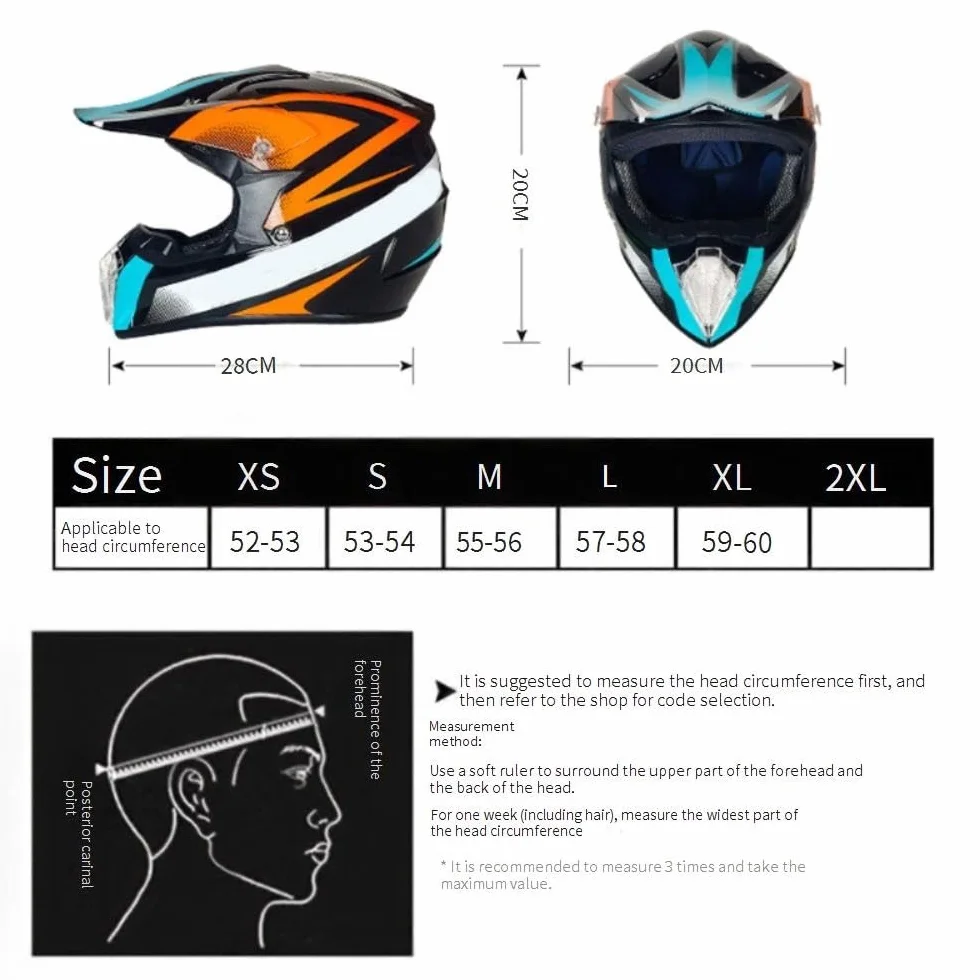 Casque Moto Hors Route Enfant avec Gants Lunettes Masque, MTB VTT BMX Descente Cross, Unisexe