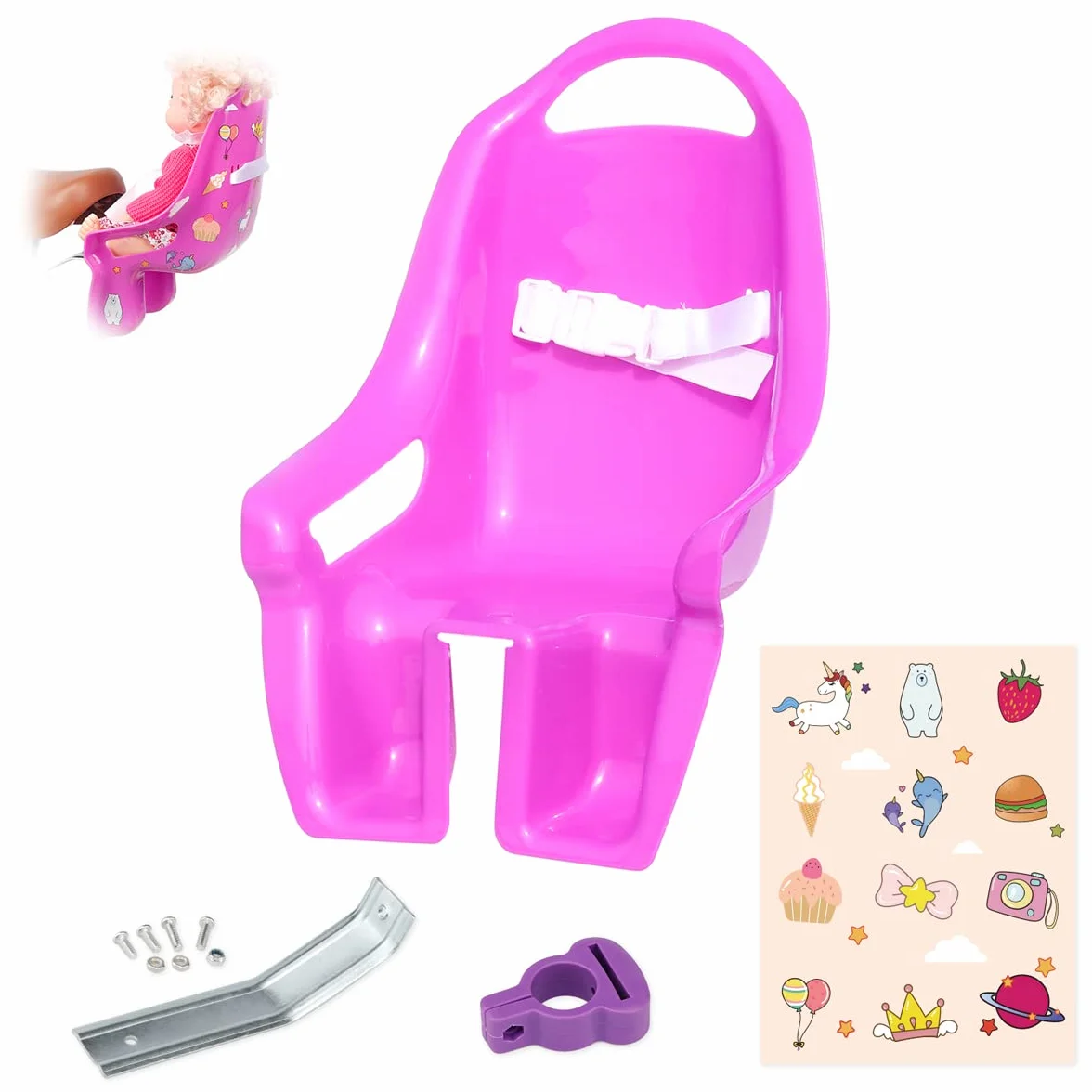 AVASTA Siège de vélo pour poupée, porte-poupée compatible poupées taille standard et peluche