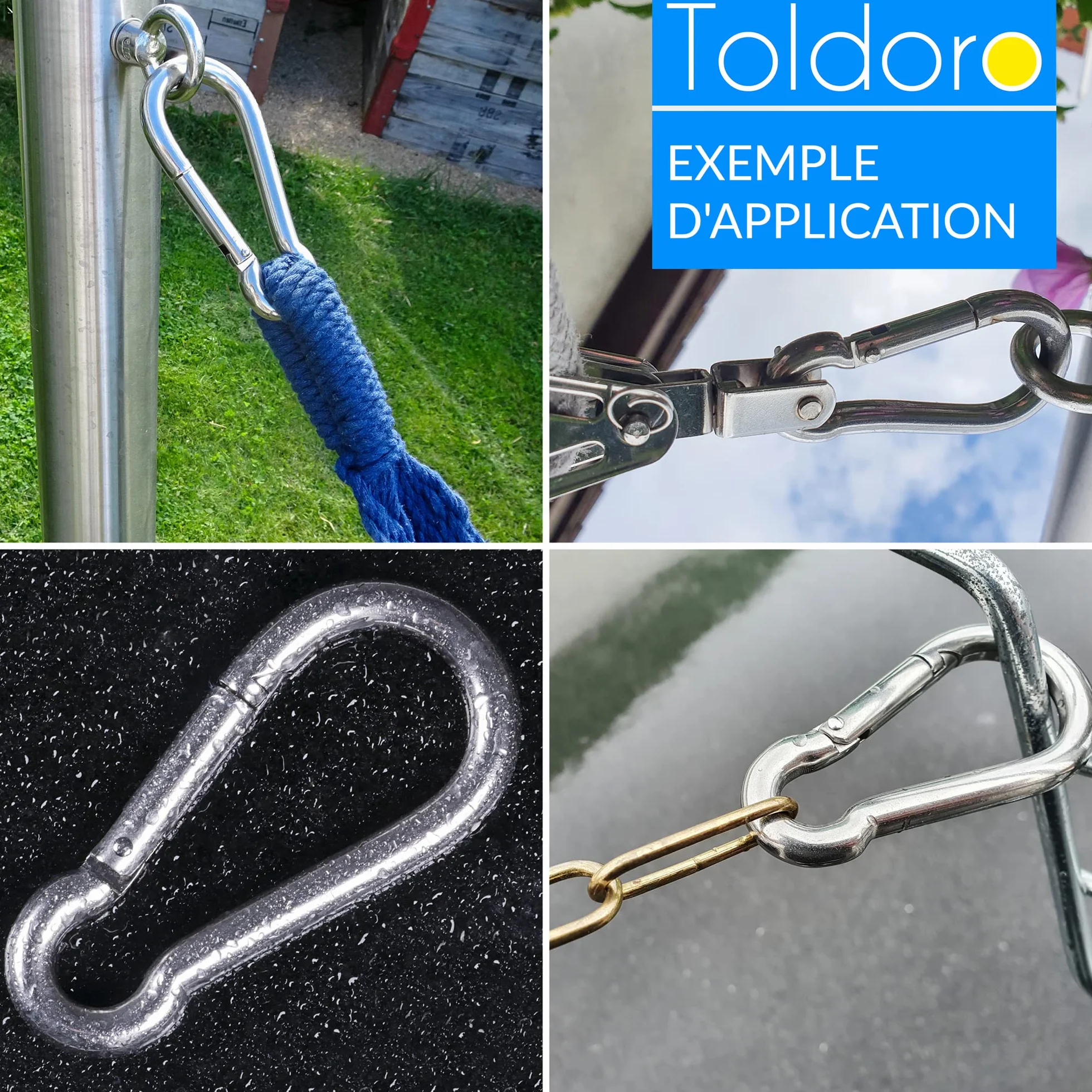 Toldoro Mousqueton 11x120mm Acier Inoxydable AISI 316 V4A Grande Taille