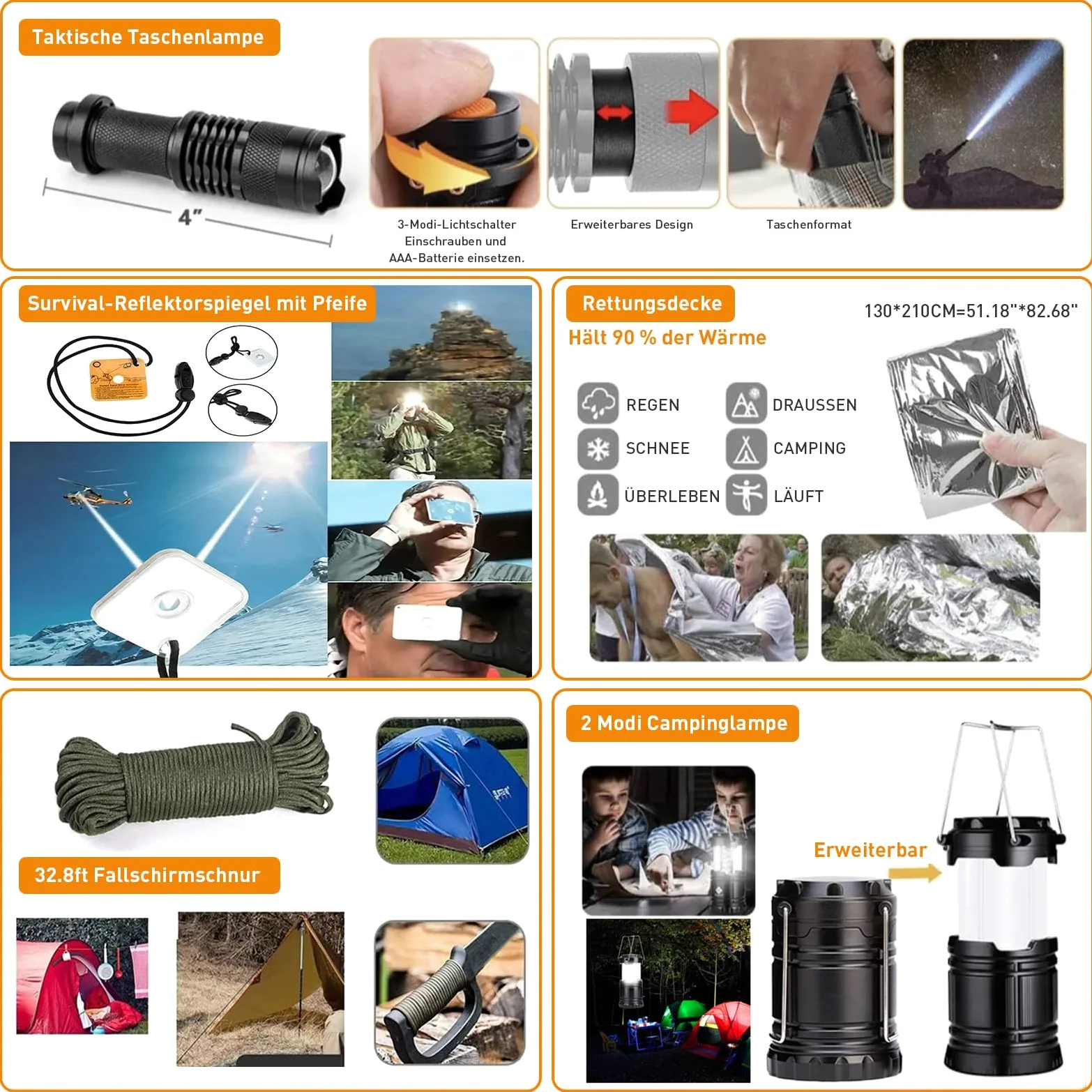 Kit de survie avec kit de premiers secours, 180 pièces, équipement de survie avec filtre à eau, paille, lampe de camping, pince multifonction, couteau pour homme, pince pliante, aventures de voyage