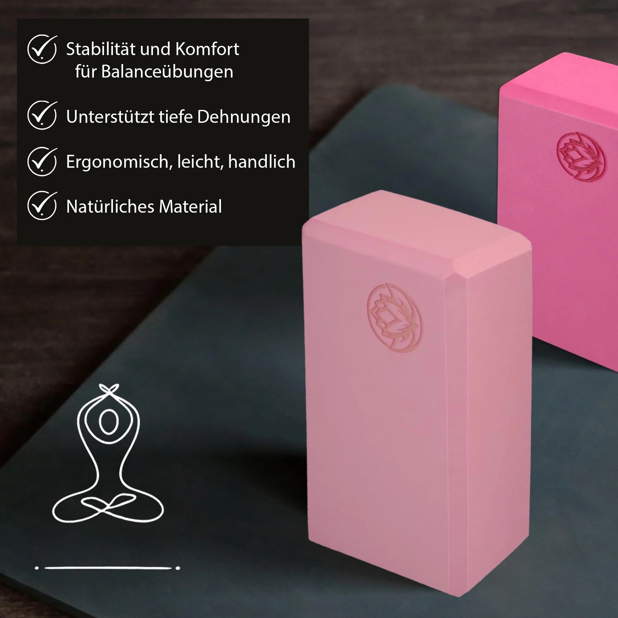 Blocs de yoga VonBueren EVA 22x12x7,5 cm lot de 2 pour Pilates