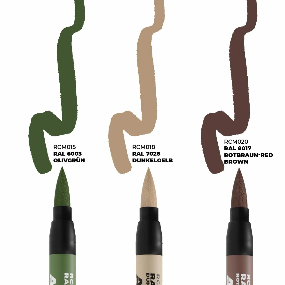 AK Interactive AK REAL COLORS MARKER SET RCM108 LATE GERMAN AFV CAMO COLORS 3pcs