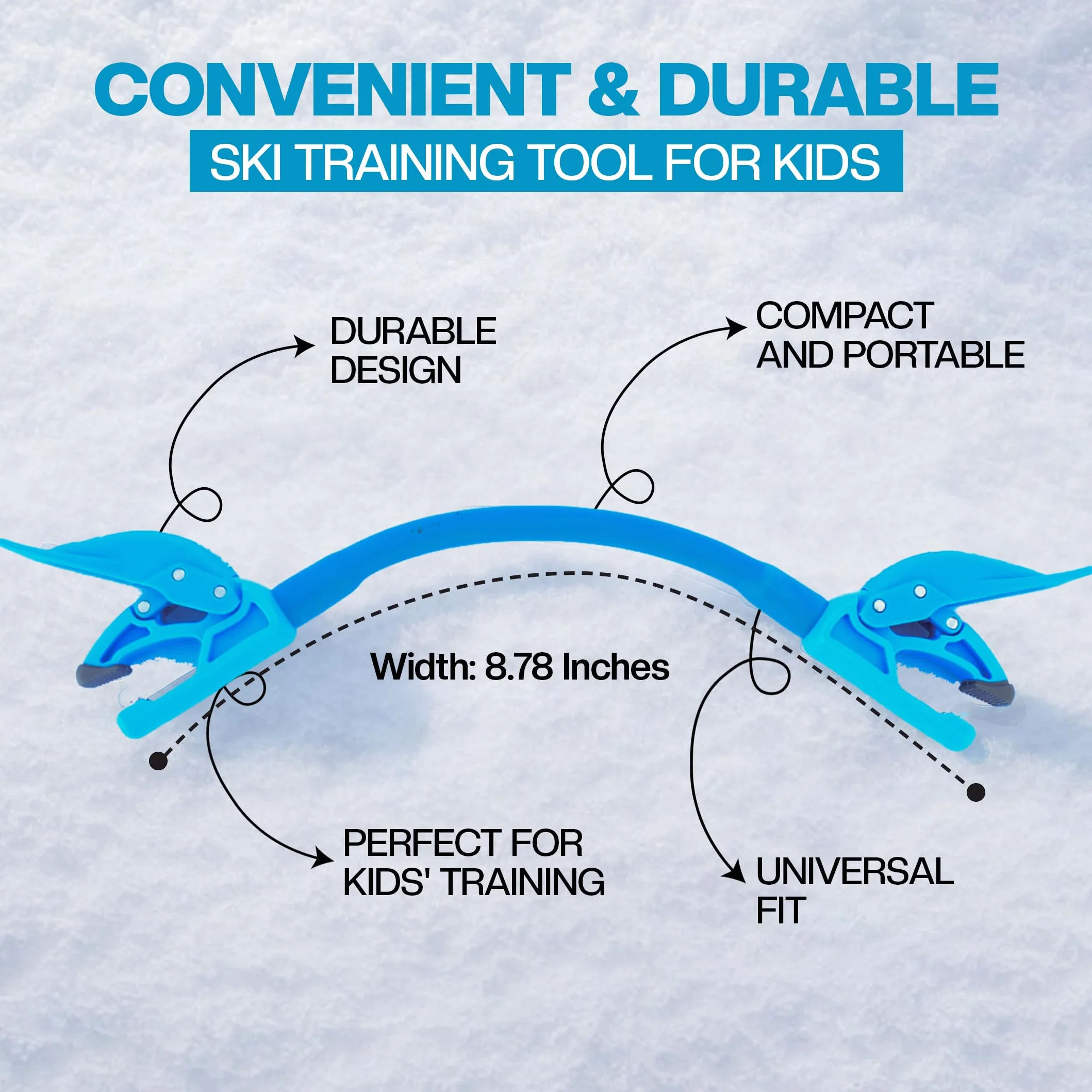 Launch Pad Wedgease Connecteur de Pointe de Ski – Apprendre à Skier – Contrôle de la Vitesse, Cale, Tourner – Portable et Durable – Débutants