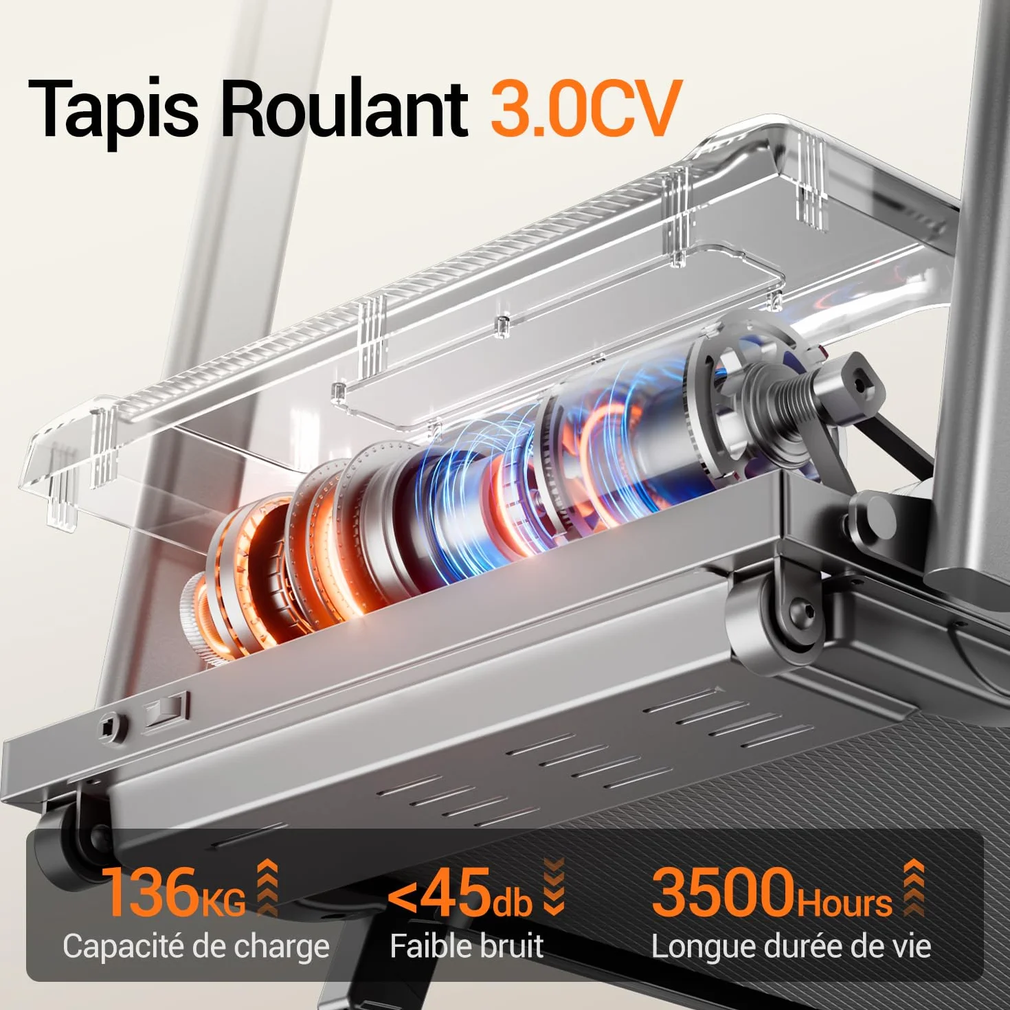 LONTEK Tapis de Course Pliable Inclinable 15%, 12KM/H, Moteur 3,0 CV, Charge 136KG