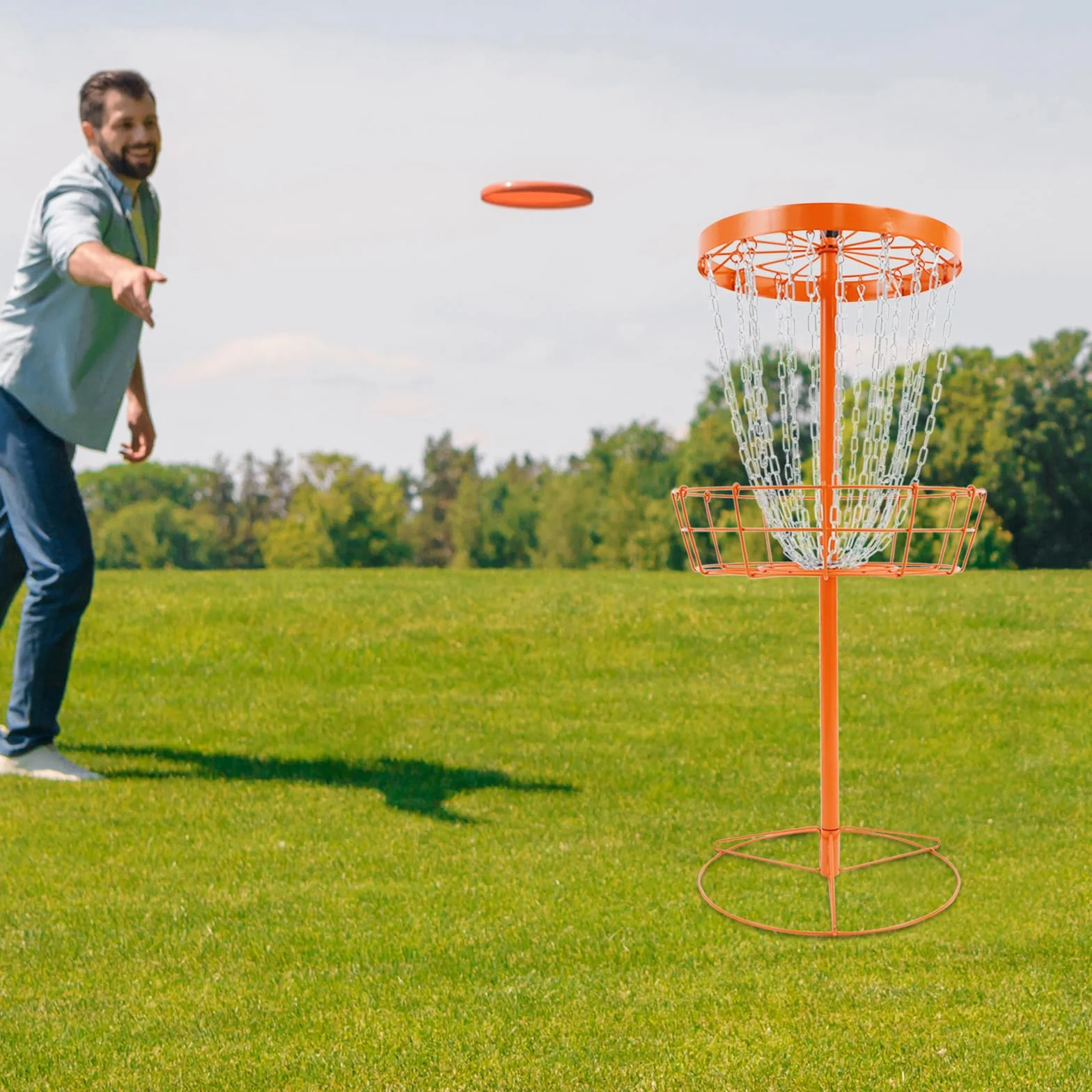Panier de golf portable Disc Golf 24 chaînes pour jardin parc camping