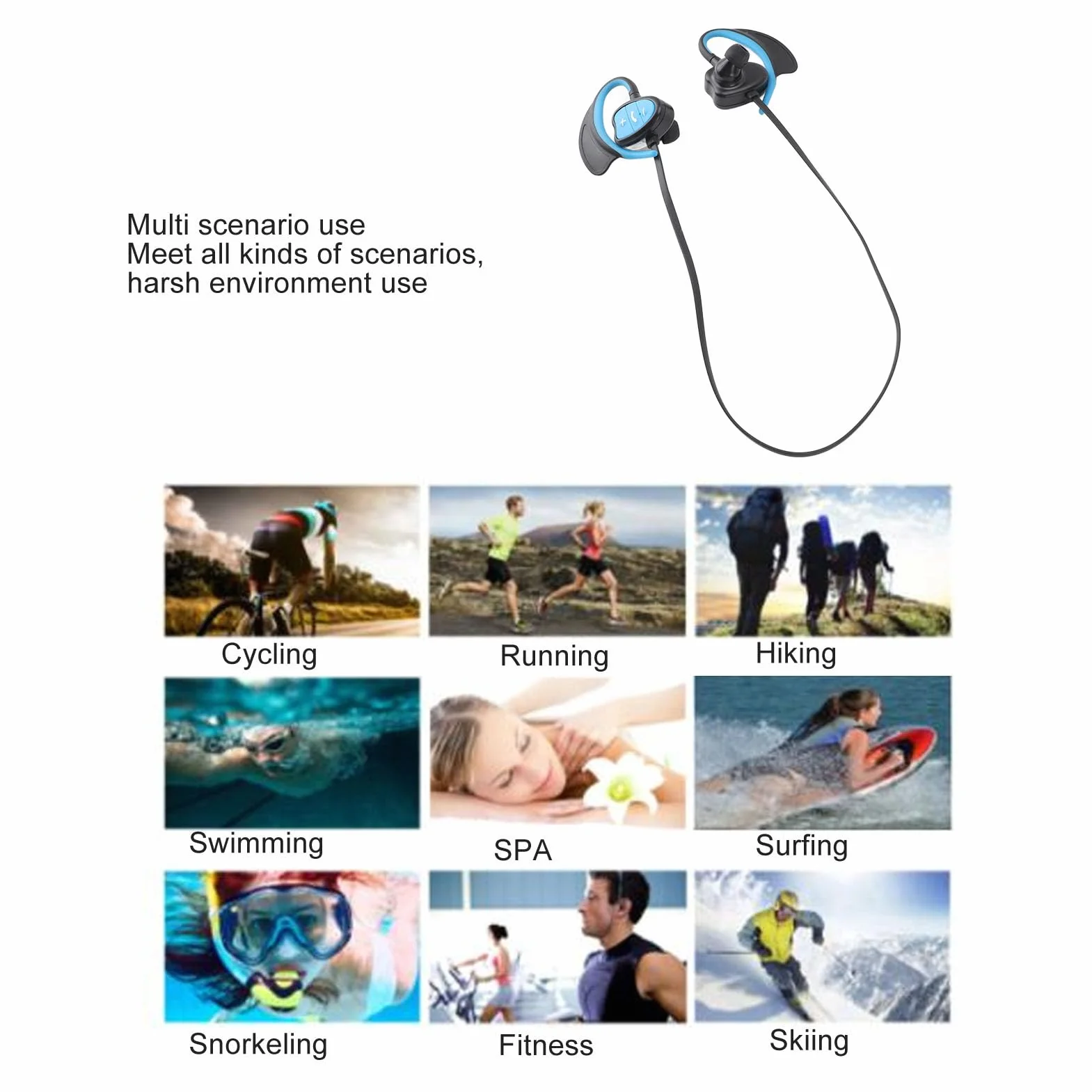 Écouteurs de Natation Étanches IPX8, Bluetooth Sport avec Réduction du Bruit