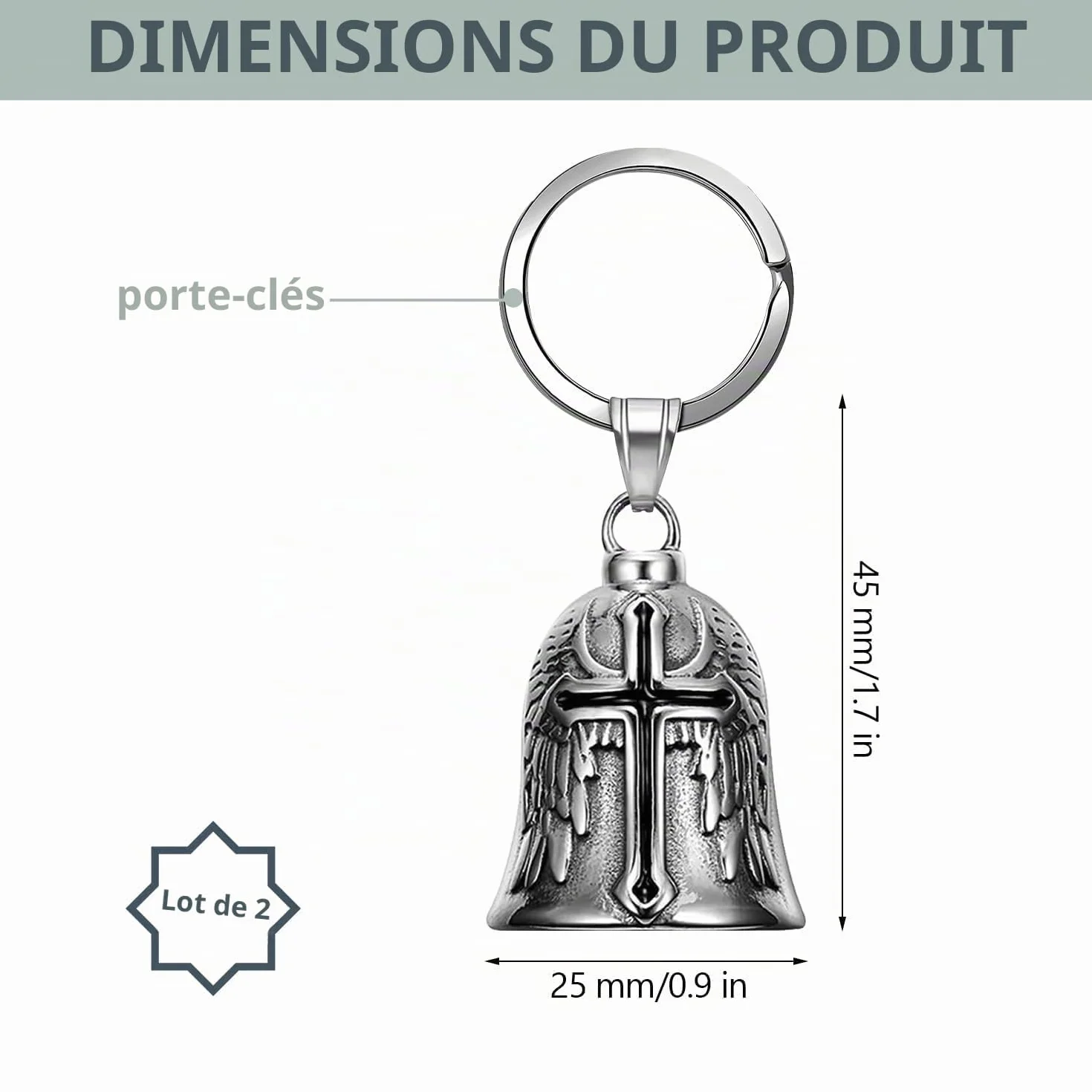 XNZMYN 2 Pièces Fahrradglocke, ölig Guardian Bell Motorrad, Motorrad Glöckchen, Motorrad Glocke Glücksbringer mit Ring Zum Aufhängen, für Segne Den Frieden