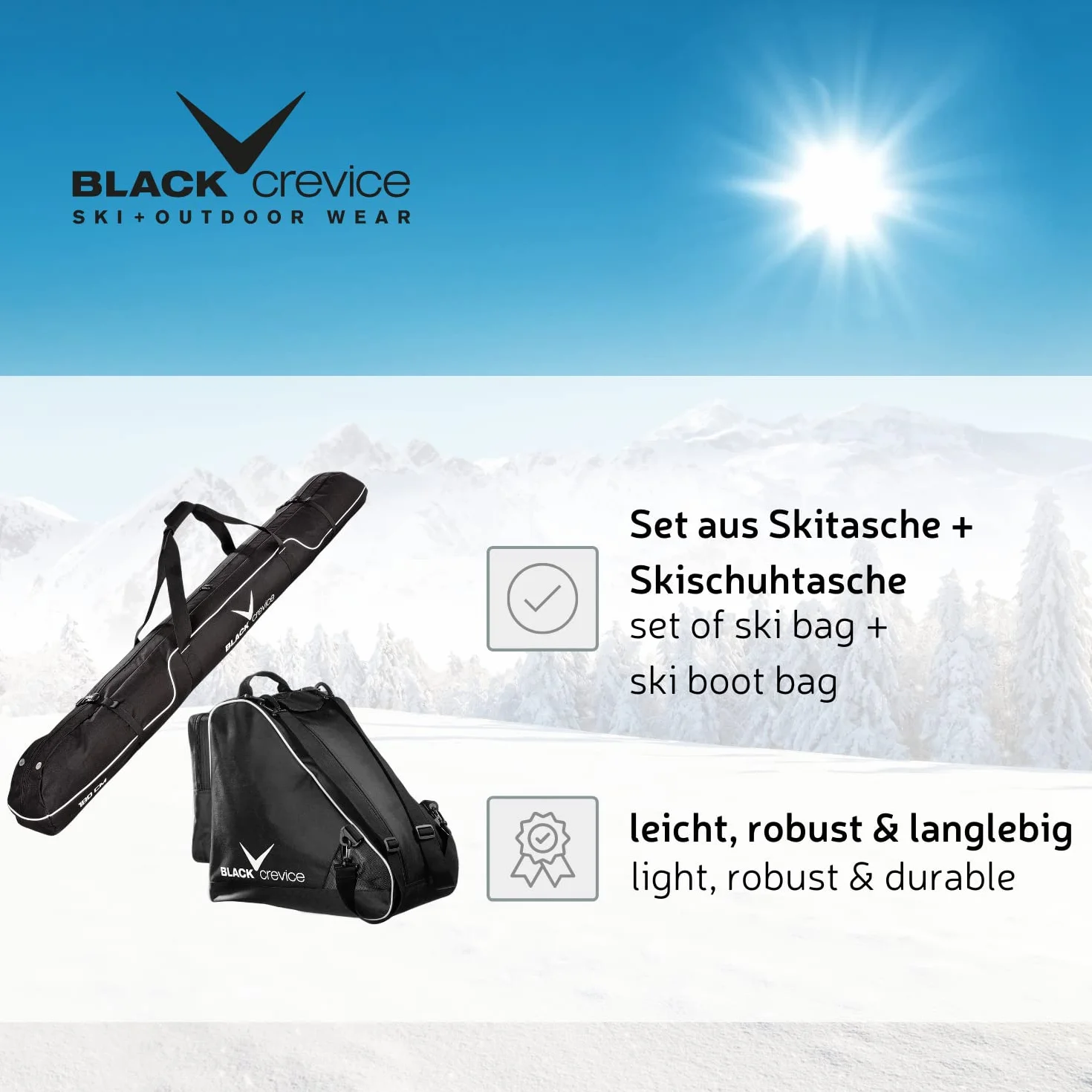 Set de Sacs de Ski Robustes 600D/PVC avec bandoulière 180x20x20cm 43x27x42cm