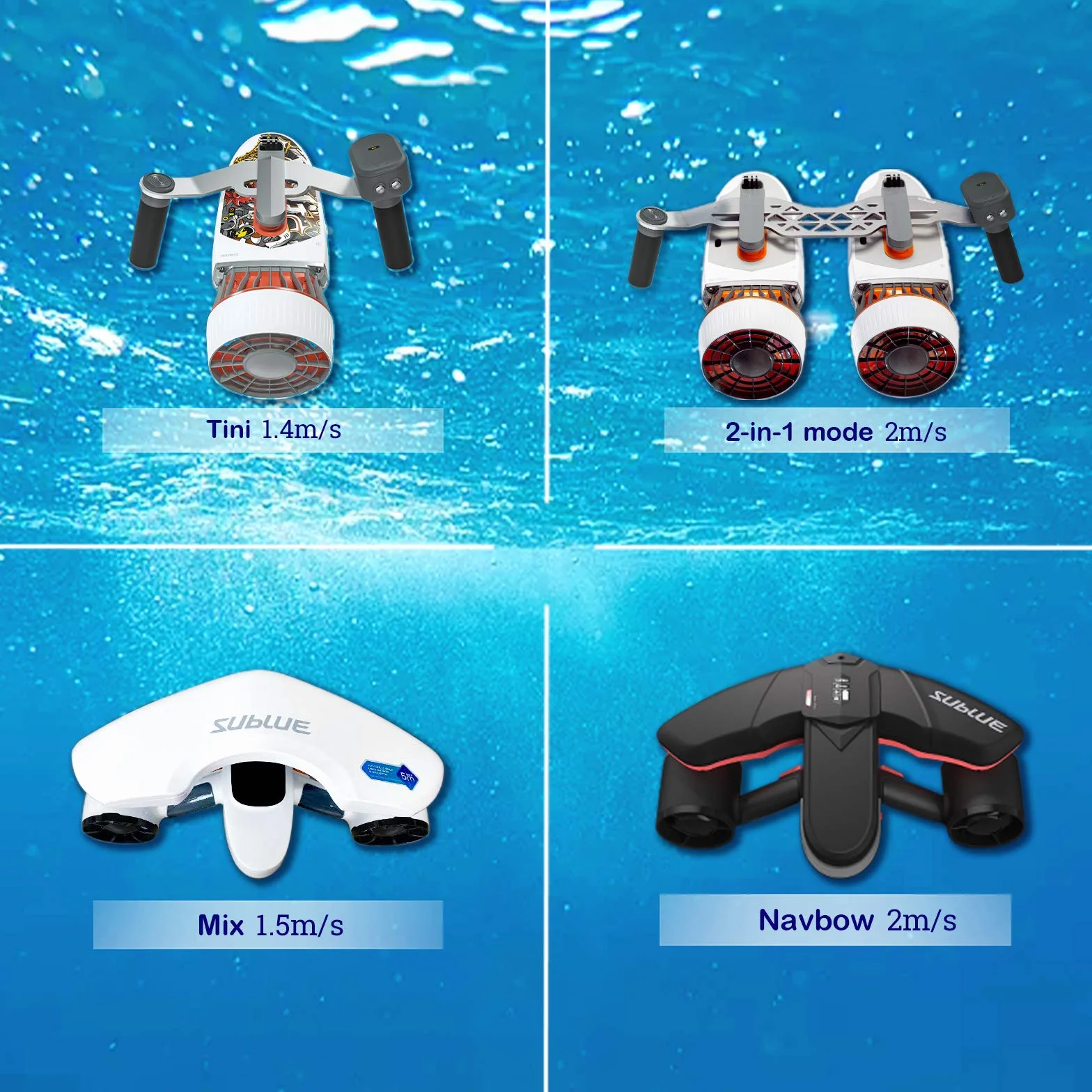 Sublue Whiteshark Tini Scooter sous-Marin avec Supports Smartphone et Caméra pour Plongée