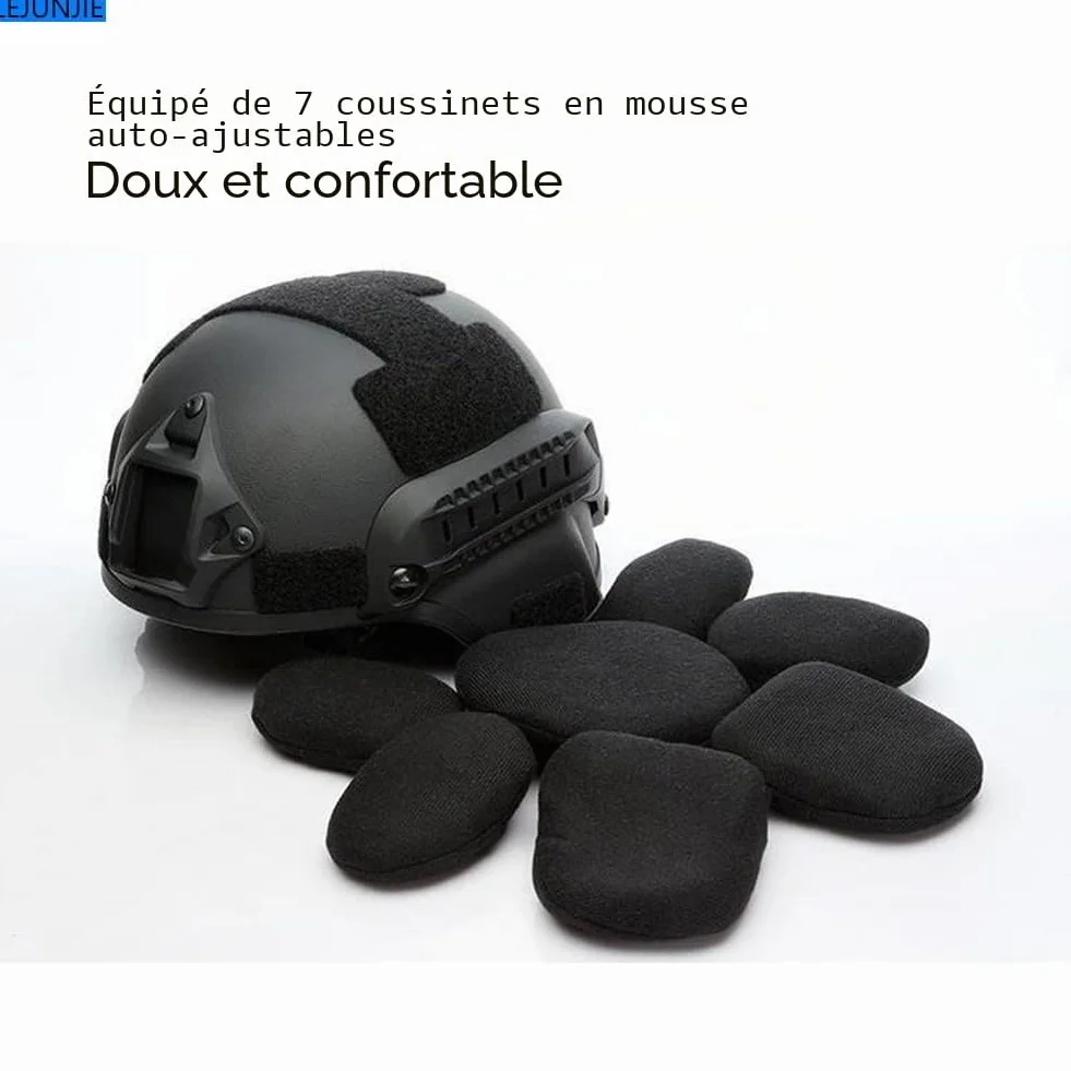 Casque Tactique Mich avec Masque Facial détachable et Lunettes de Protection pour Airsoft, Paintball, Chasse