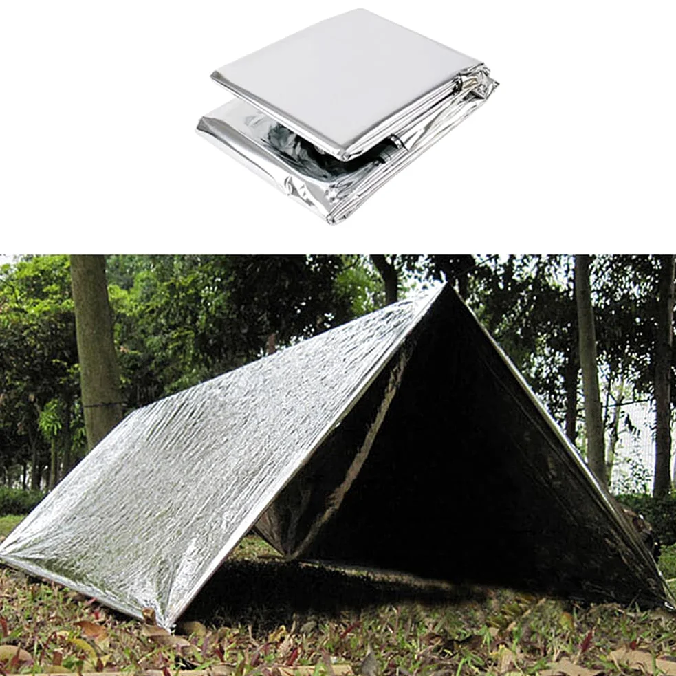 Couverture de survie d'urgence, sac de couchage, sac de couchage réfléchissant la chaleur, étanche PET pour la survie, le camping, la randonnée, le marathon, les premiers secours (5 pièces)