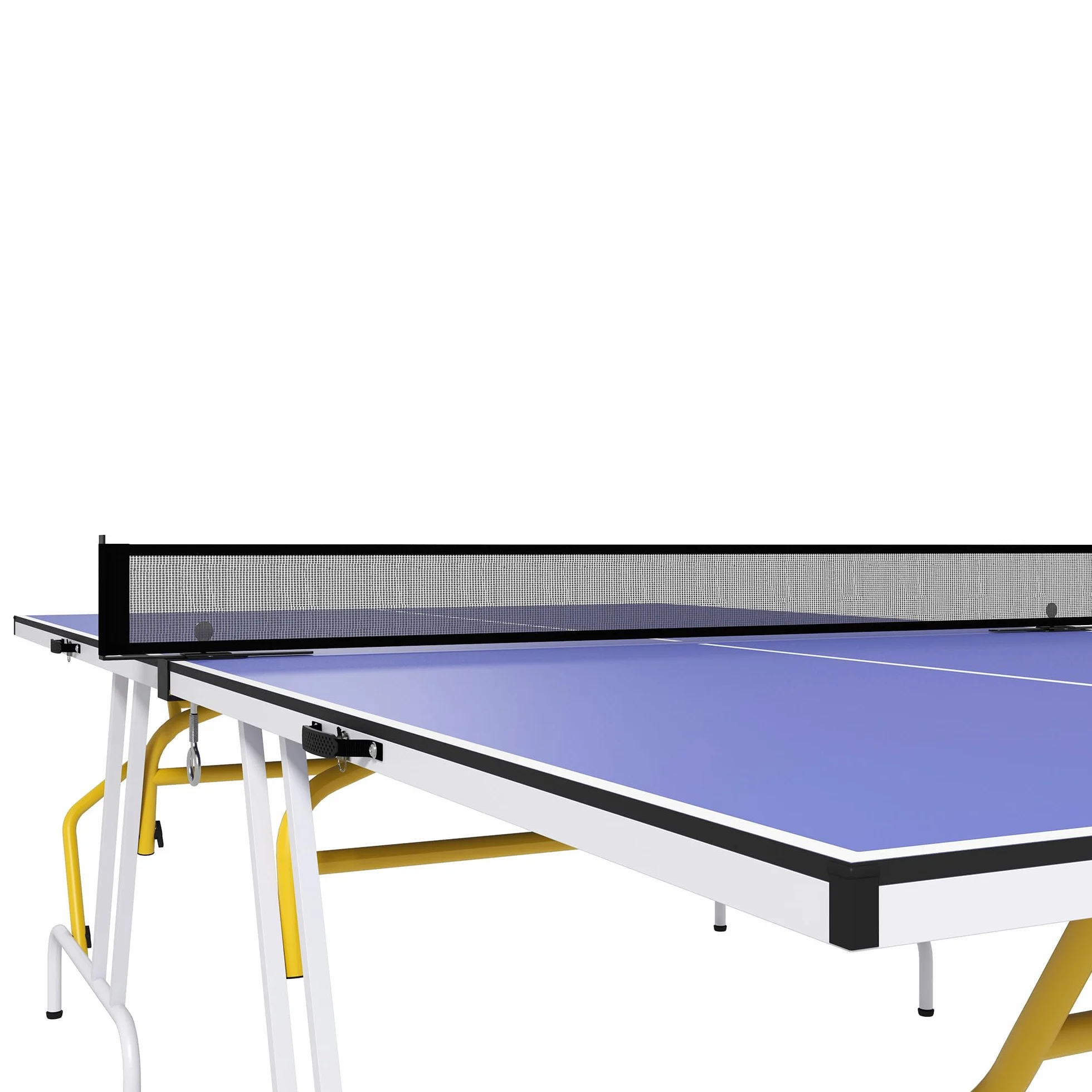 SPORTNOW Table de ping Pong Pliable en Quatre, Table de Tennis de Table intérieure, 2 Raquettes, 3 balles et Filet Inclus, 274 x 152,5 x 76 cm, Bleu