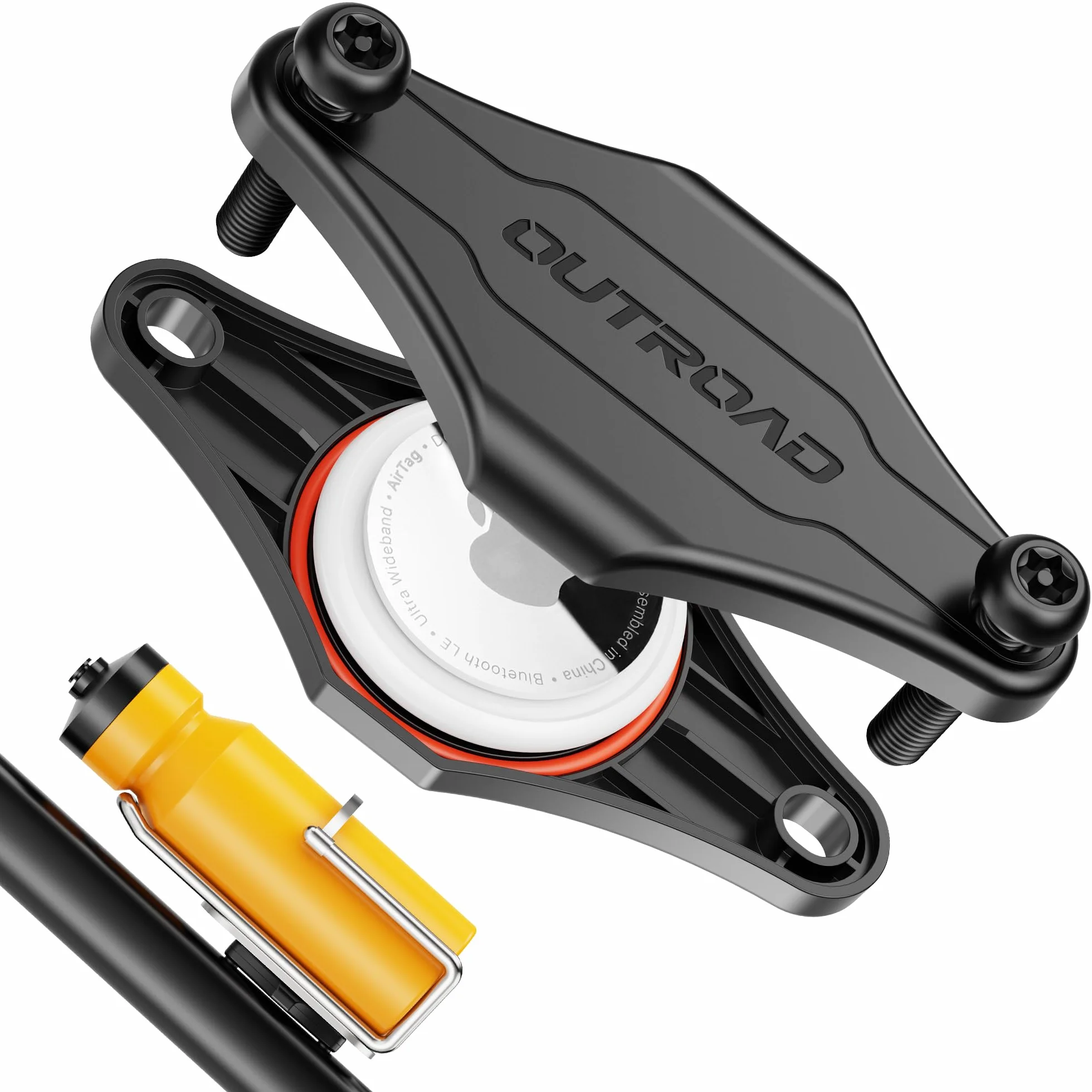 CITYWAY Support imperméable pour vélo AirTag, caché sous porte-bouteilles, antivol (noir)