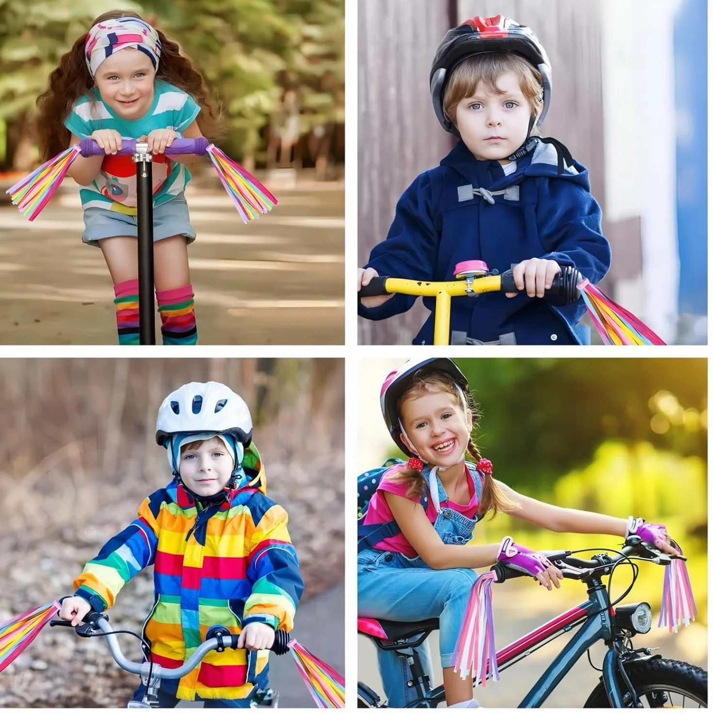 Rubans arc-en-ciel pour vélo enfants filles garçons trottinette accessoires