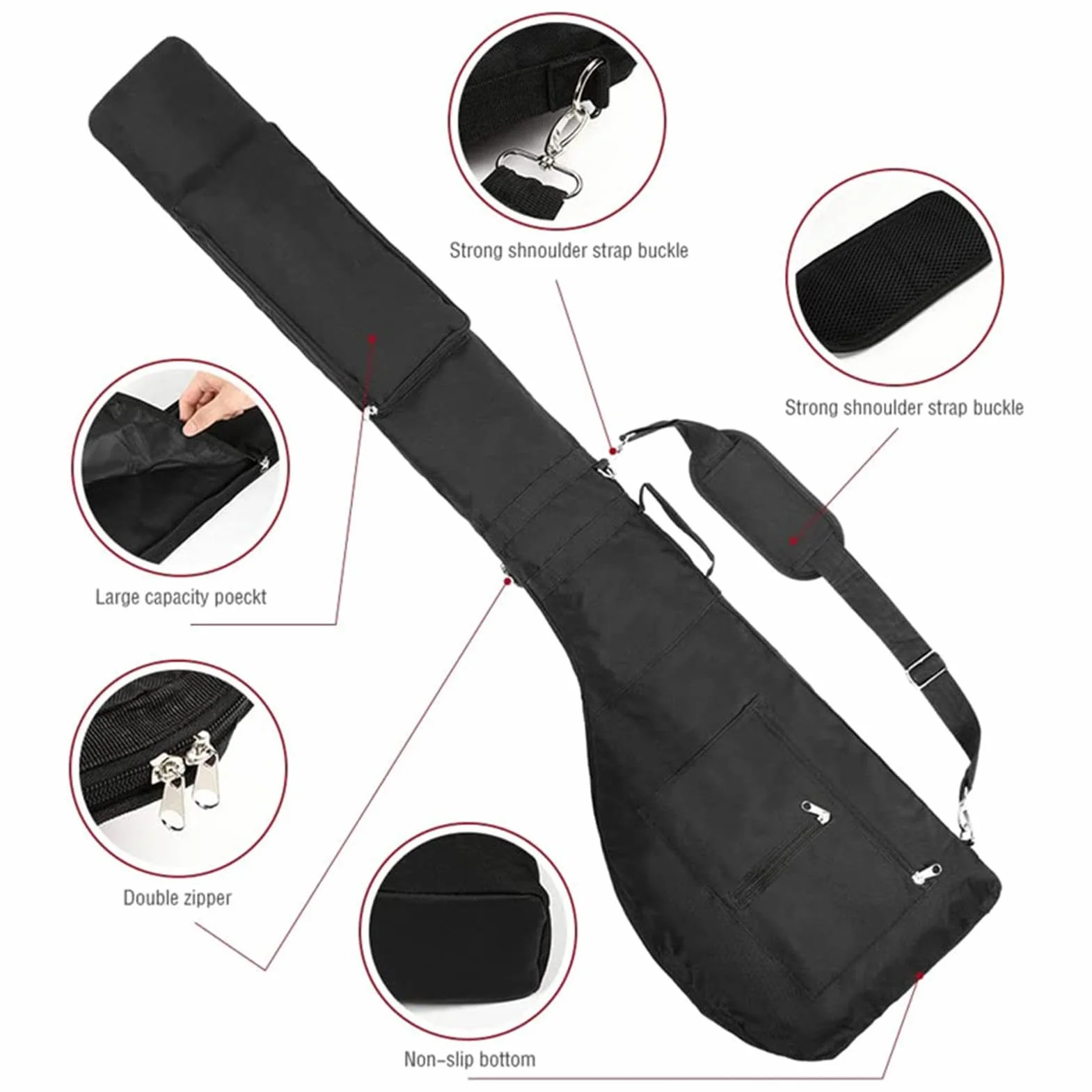 Sac de Golf de Voyage Pliable pour 8-10 Clubs Transport Résistant à l'usure