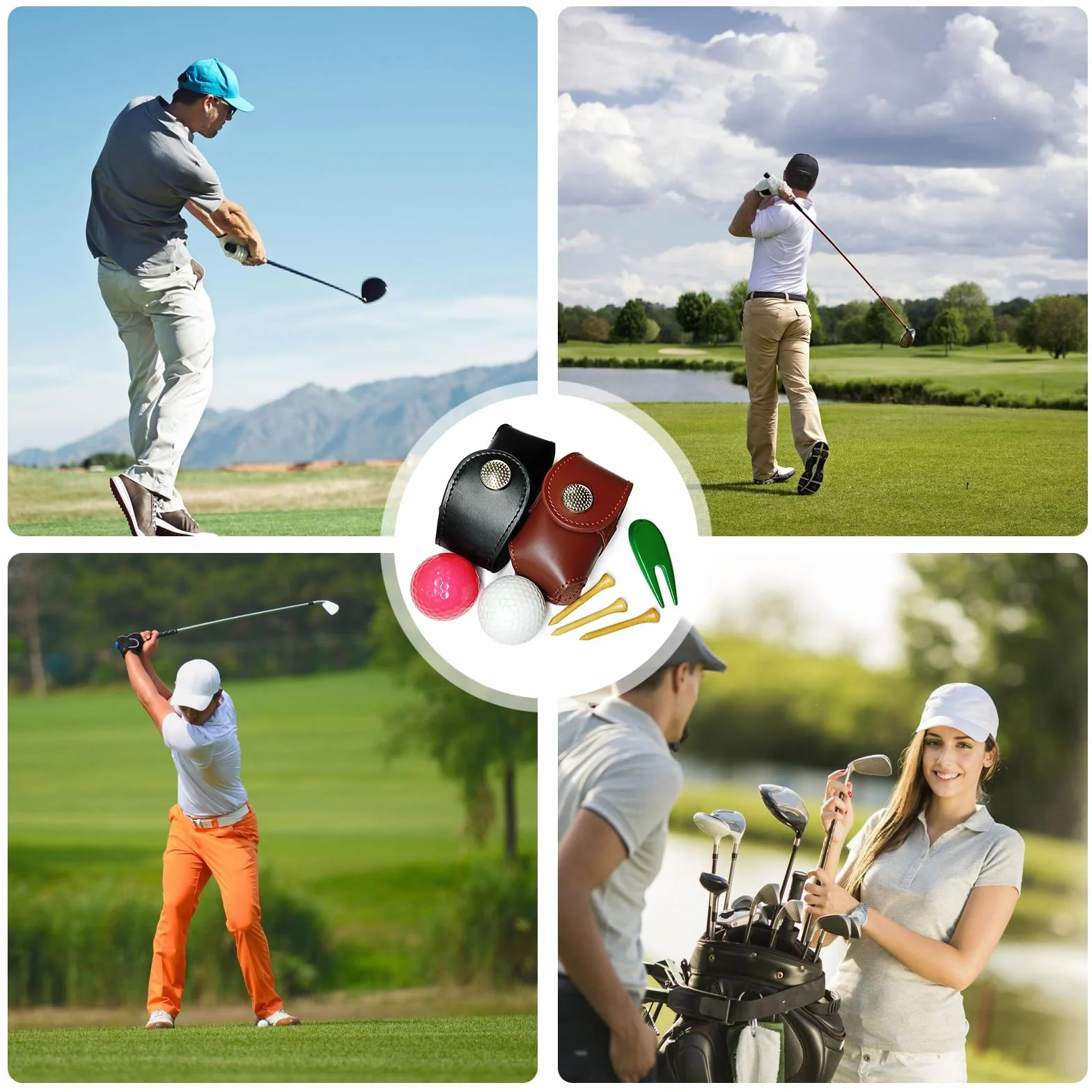 Sac de rangement pour balles de golf en cuir PU