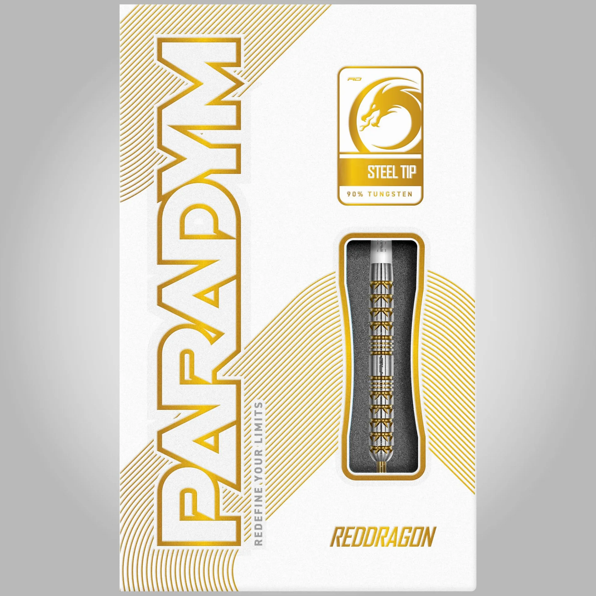 RED DRAGON Darts Paradym Gold Series Fléchettes professionnelles 90 % tungstène – Comprend des vols de fléchettes et des tiges | Disponible en pointe souple de 18 g et fléchettes en acier 22 g, 23 g